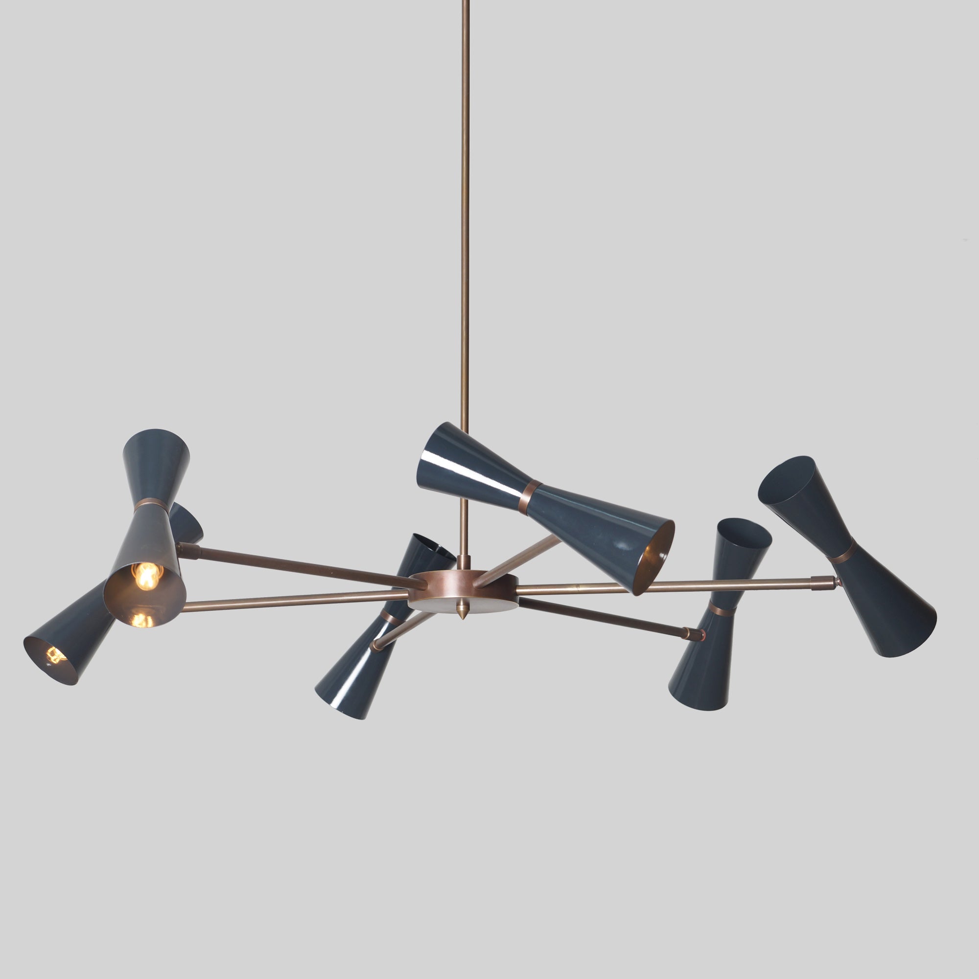 Six Light Brass Sputnik Chandelier - Doozie Light Studio