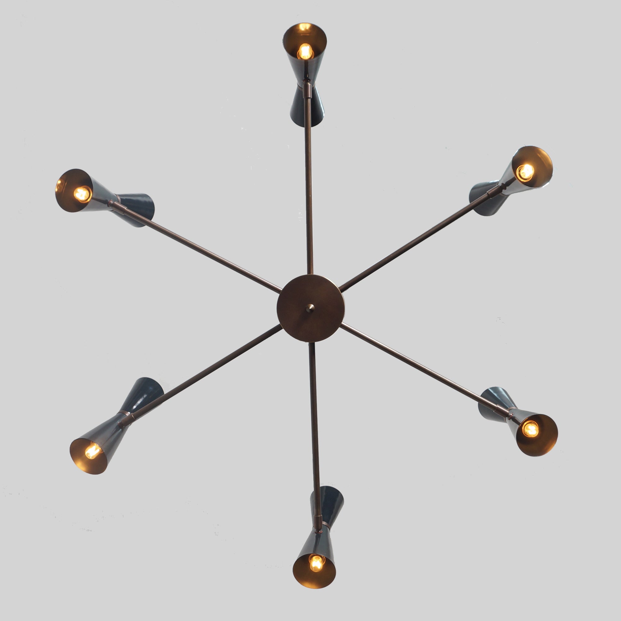 Six Light Brass Sputnik Chandelier - Doozie Light Studio