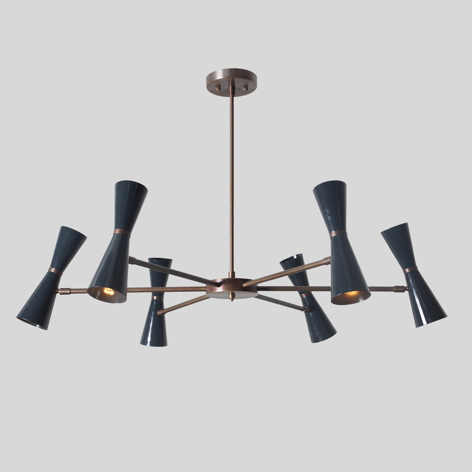Six Light Brass Sputnik Chandelier - Doozie Light Studio