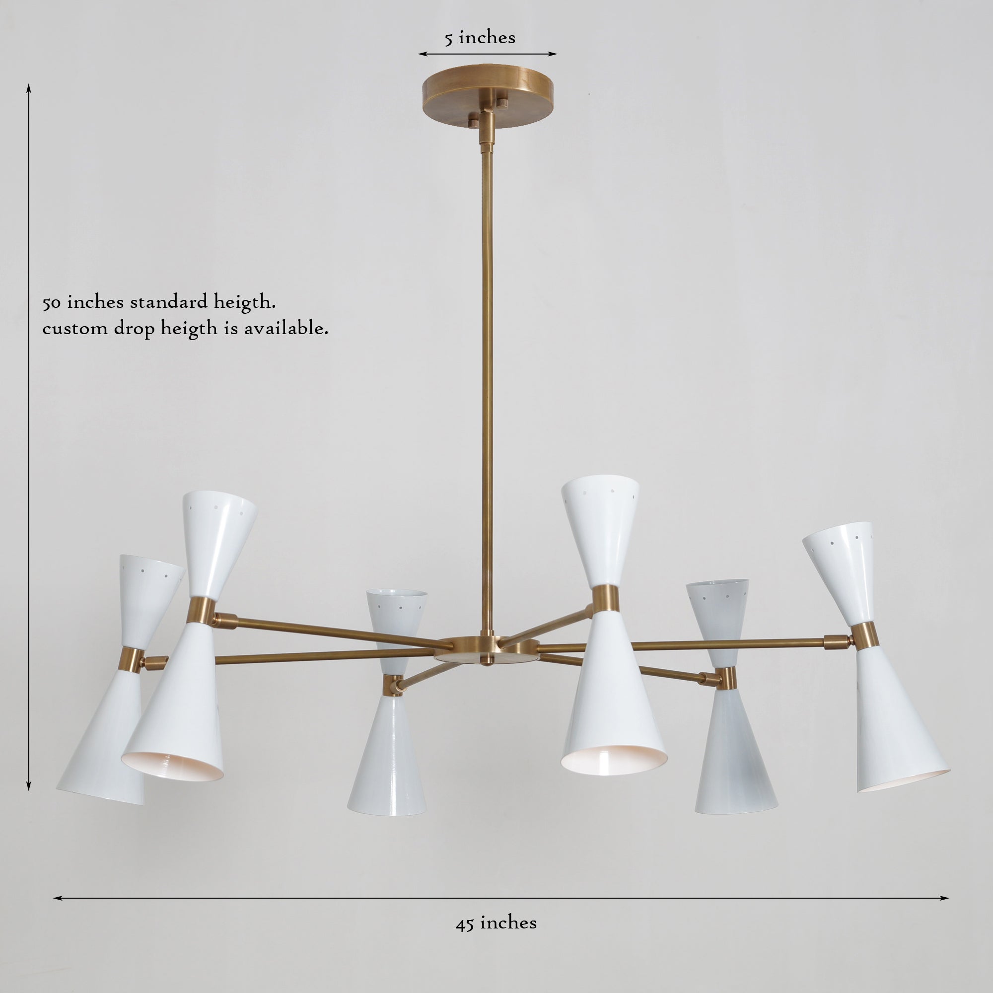 Six Light Shade Sputnik Chandelier Light Fixture - Doozie Light Studio