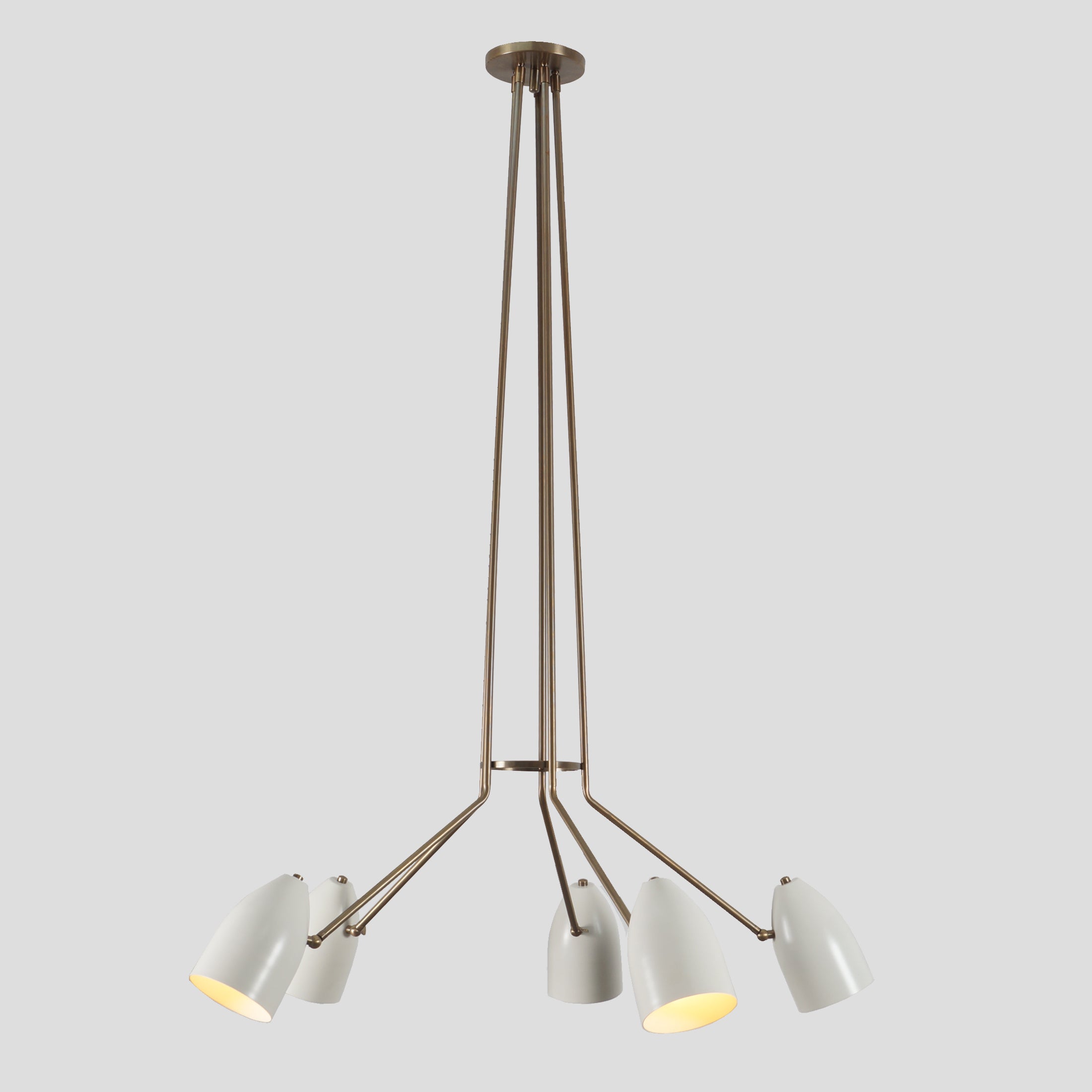 Five Shade Brass Sputnik Chandelier Light Fixture - Doozie Light Studio