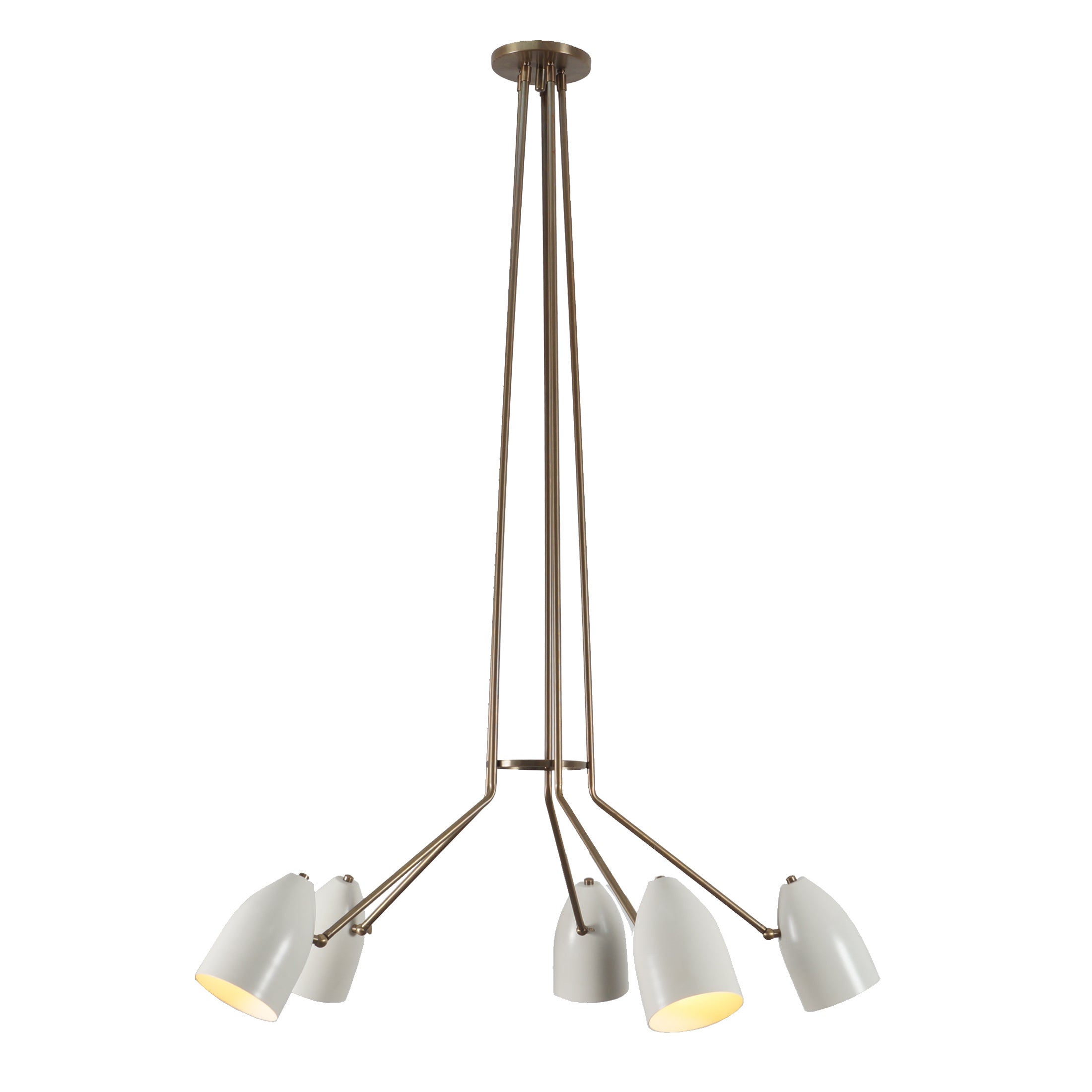 Five Shade Brass Sputnik Chandelier Light Fixture - Doozie Light Studio