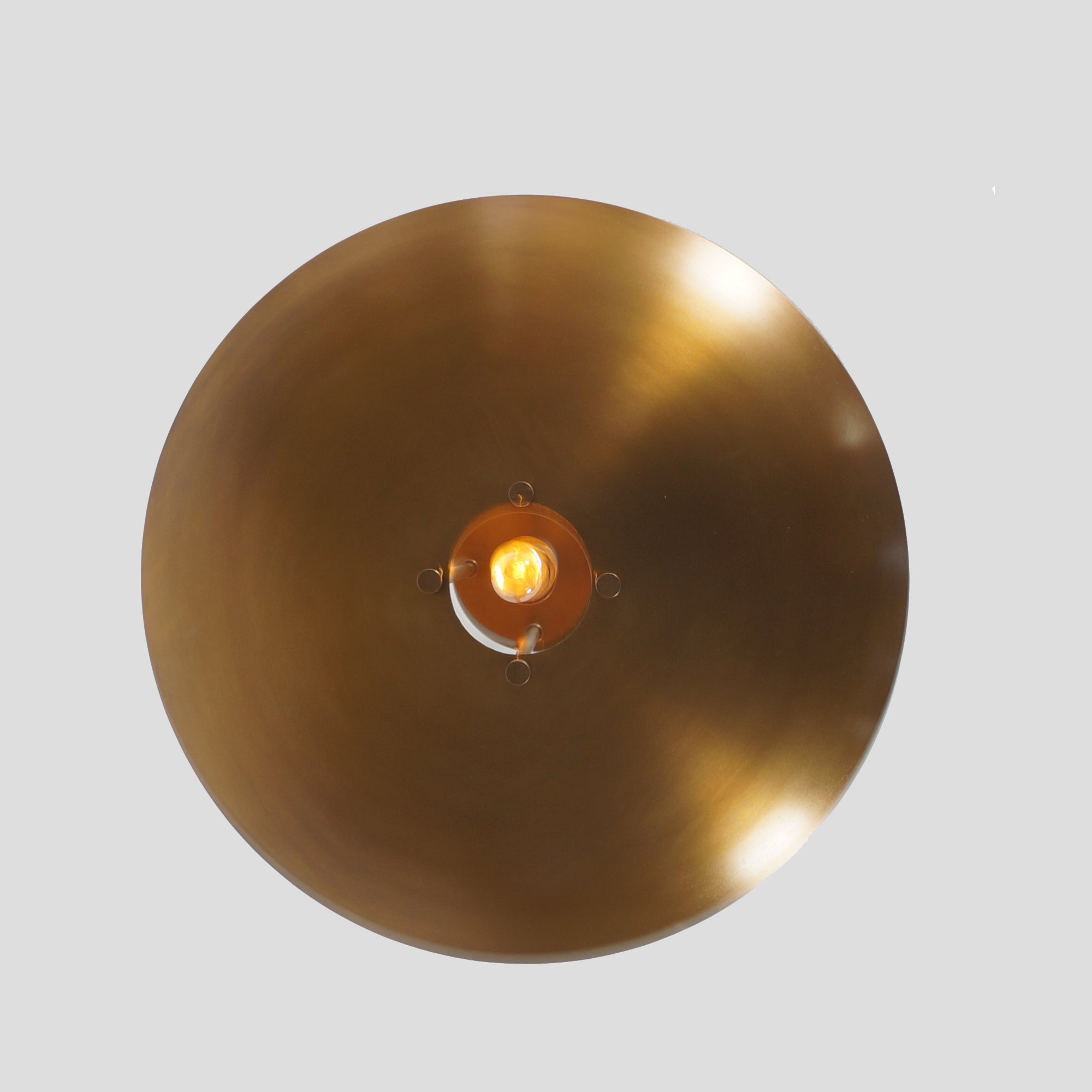 Single Curved Disk Shade Brass Pendant Light - Semi Flush Mount - Doozie Light Studio