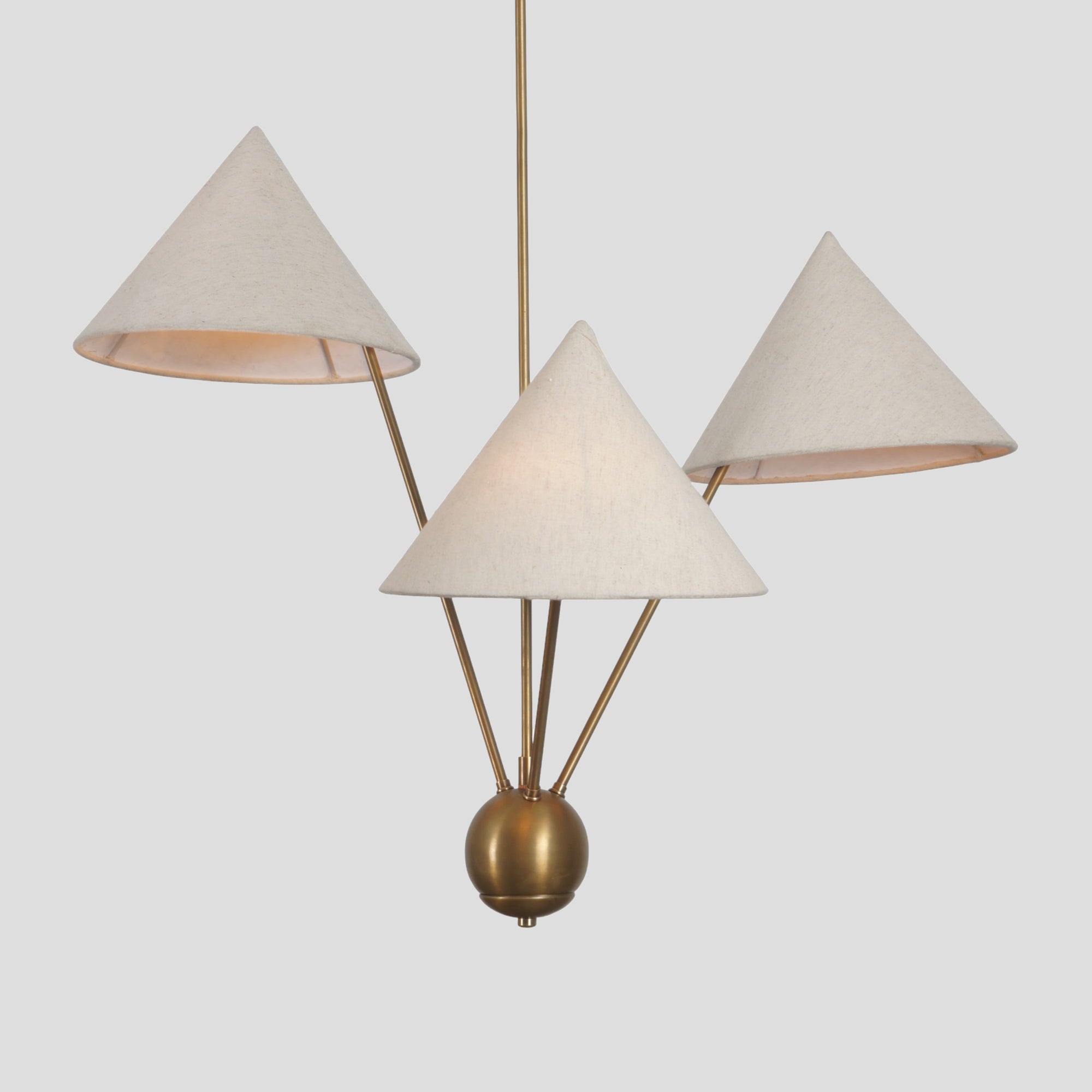 Modern Brass Mantis 3 Chandelier - Doozie Light Studio