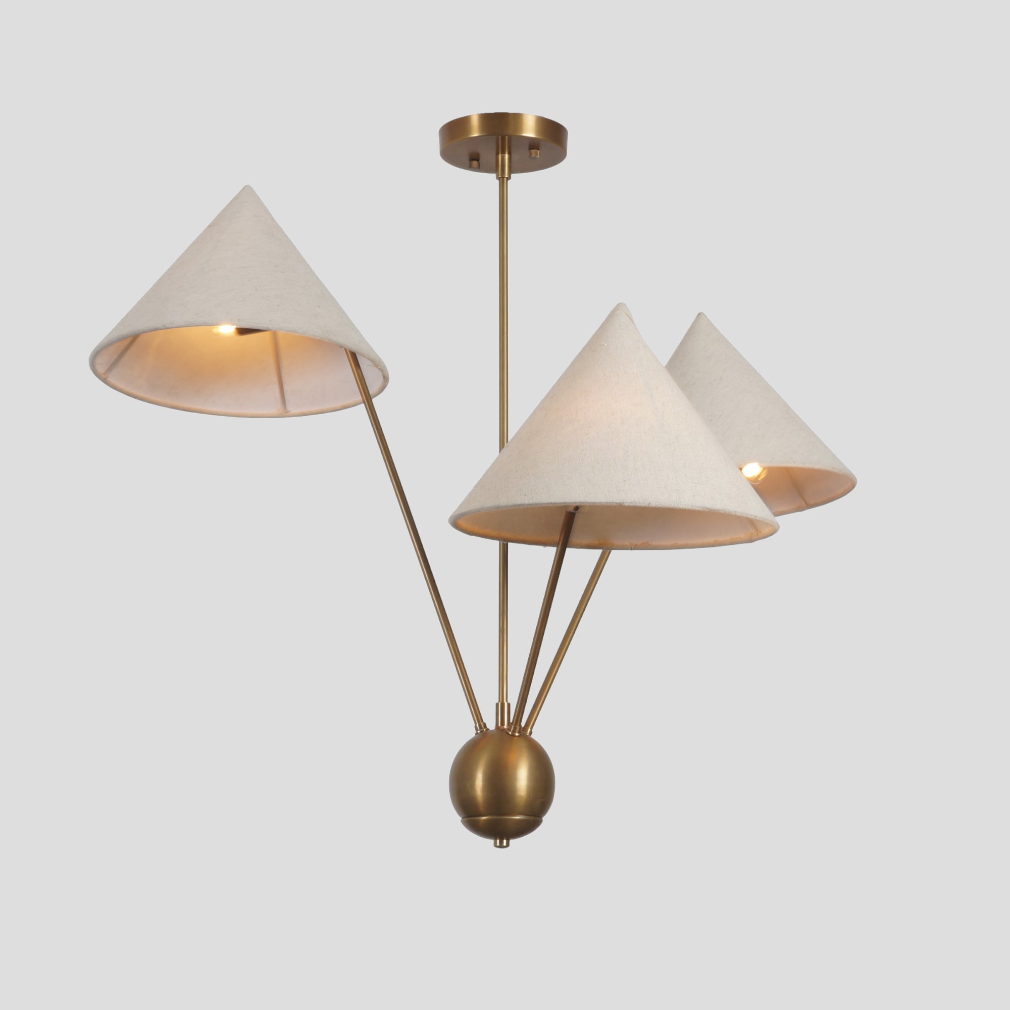 Modern Brass Mantis 3 Chandelier - Doozie Light Studio