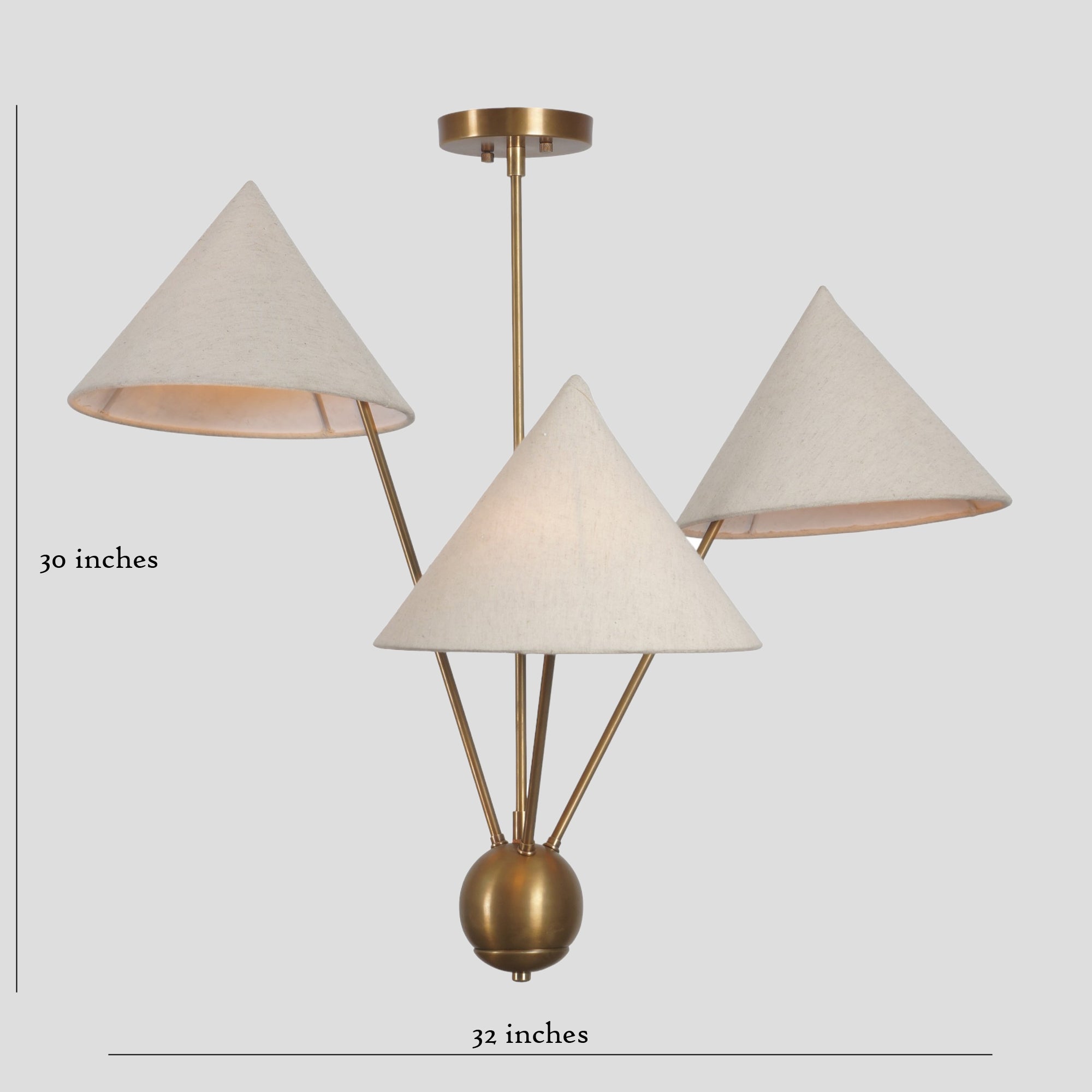 Modern Brass Mantis 3 Chandelier - Doozie Light Studio
