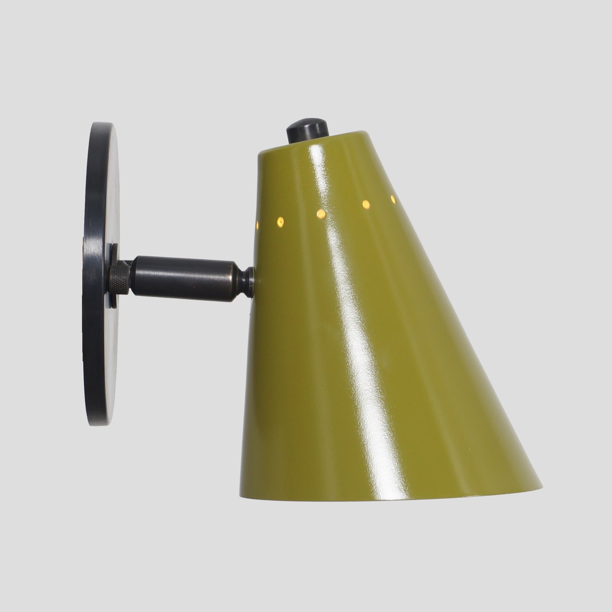 Single Light Cone Shade Pivot Brass Wall Sconce - Doozie Light Studio