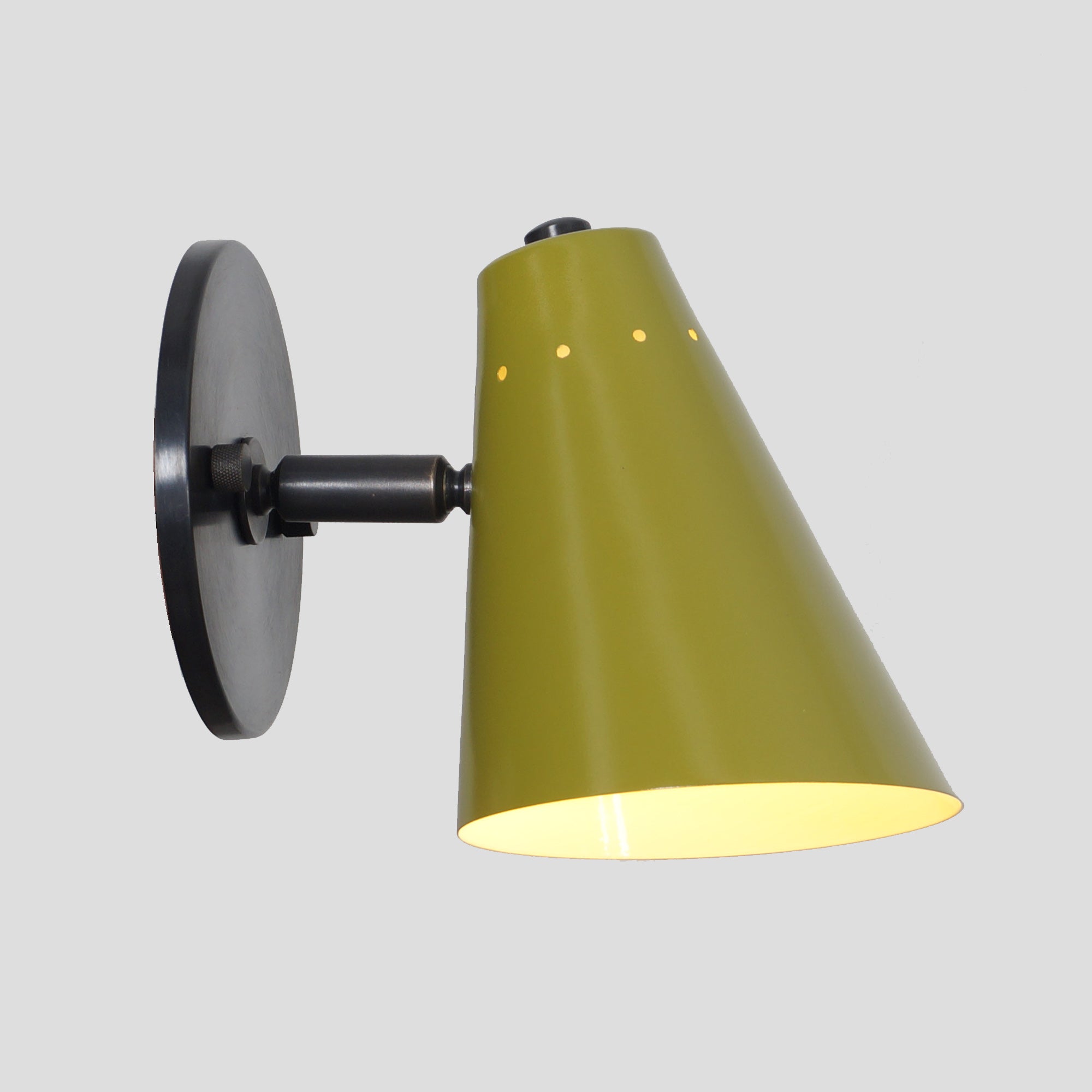 Single Light Cone Shade Pivot Brass Wall Sconce - Doozie Light Studio