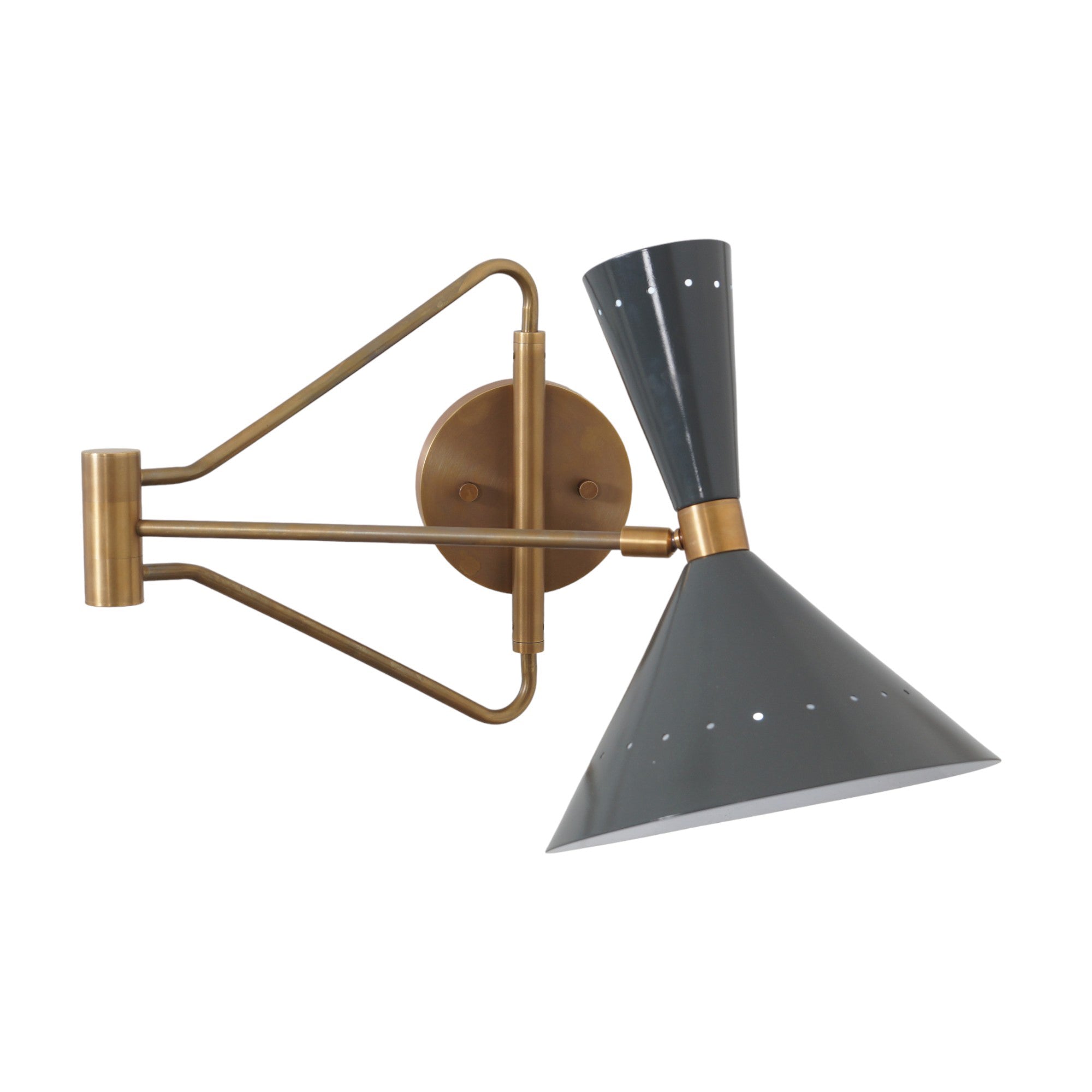 Articulating Adjustable Brass Arm wall lamp - Doozie Light Studio