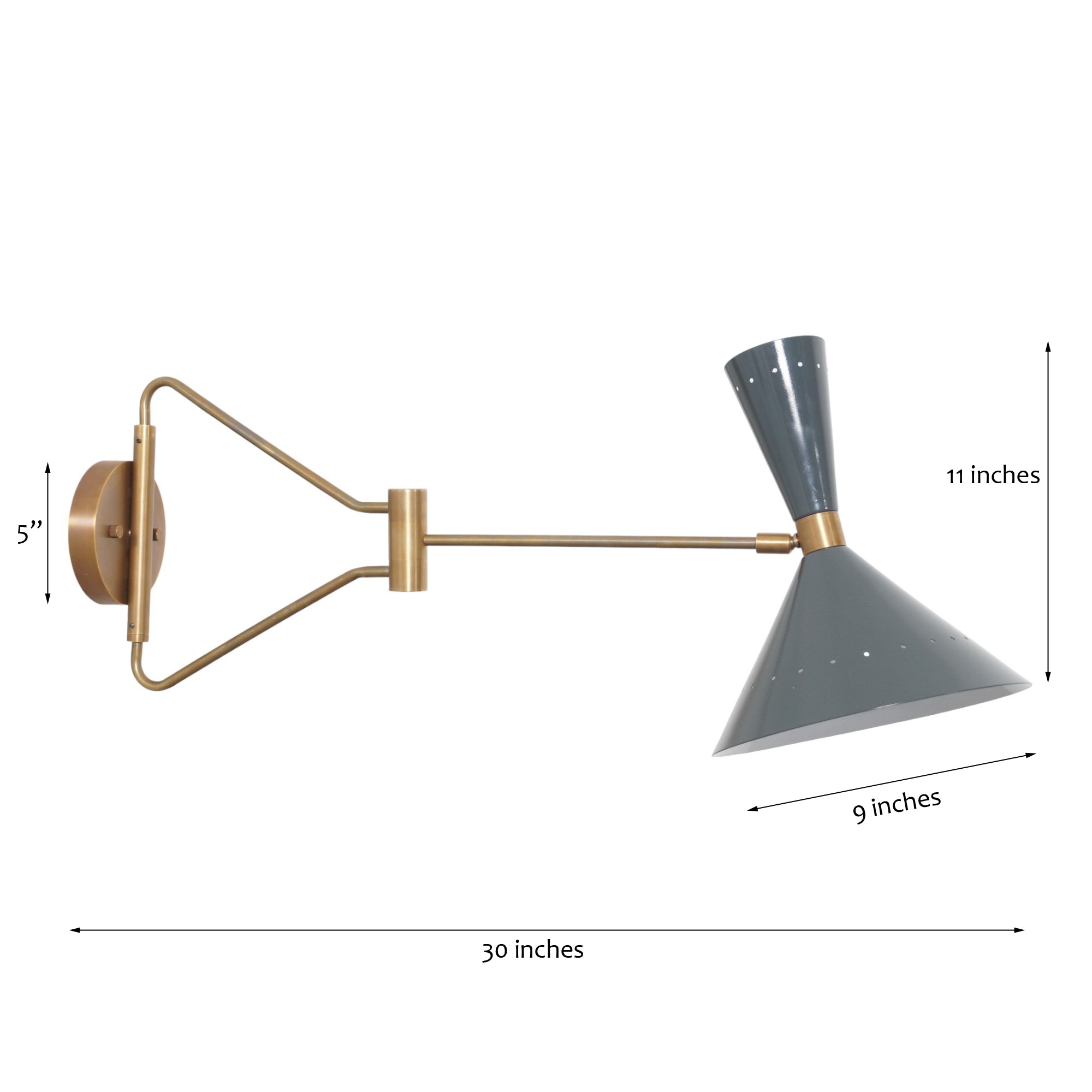 Articulating Adjustable Brass Arm wall lamp - Doozie Light Studio
