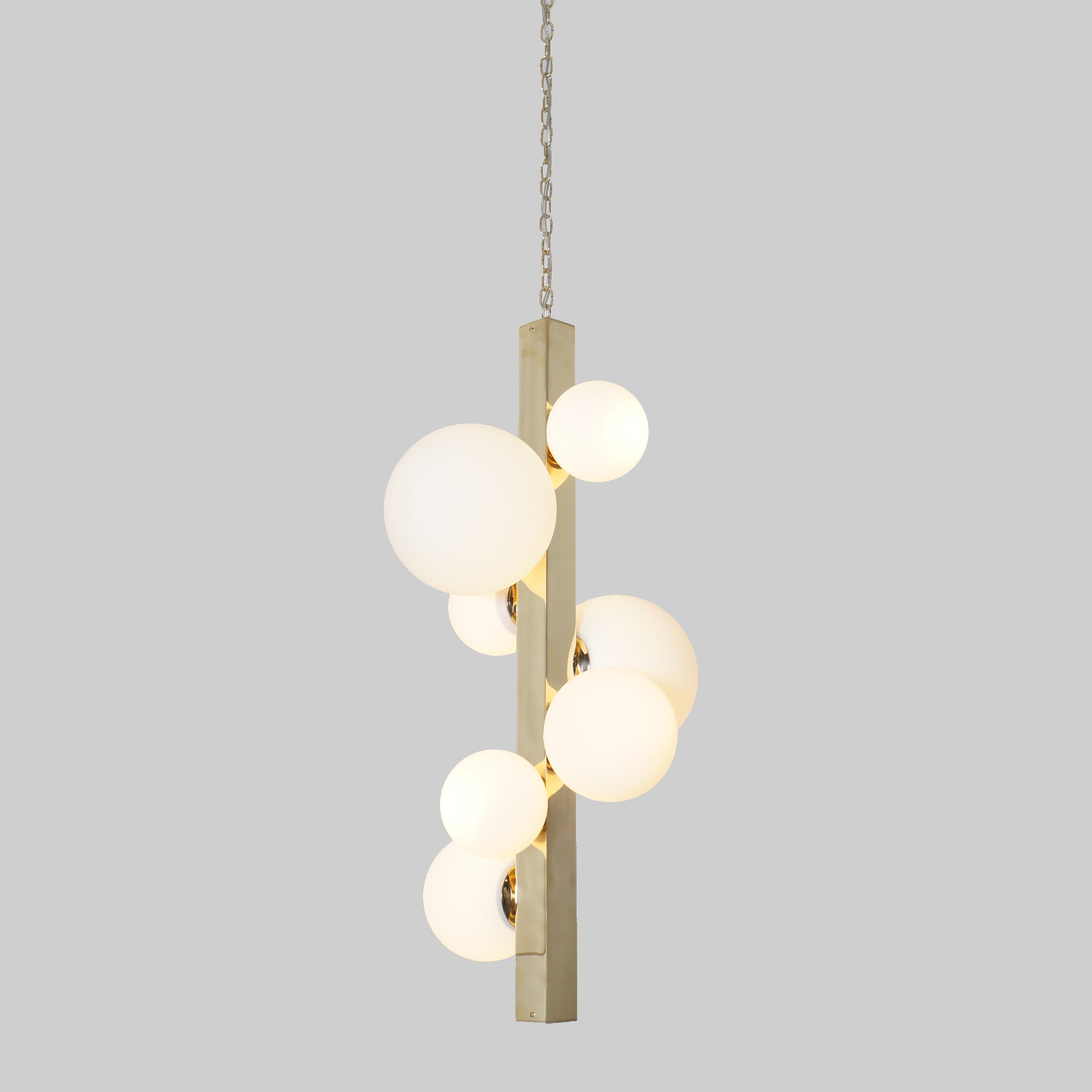 Hidson Brass 7 Globe Chandelier Pendant Light - Doozie Light Studio