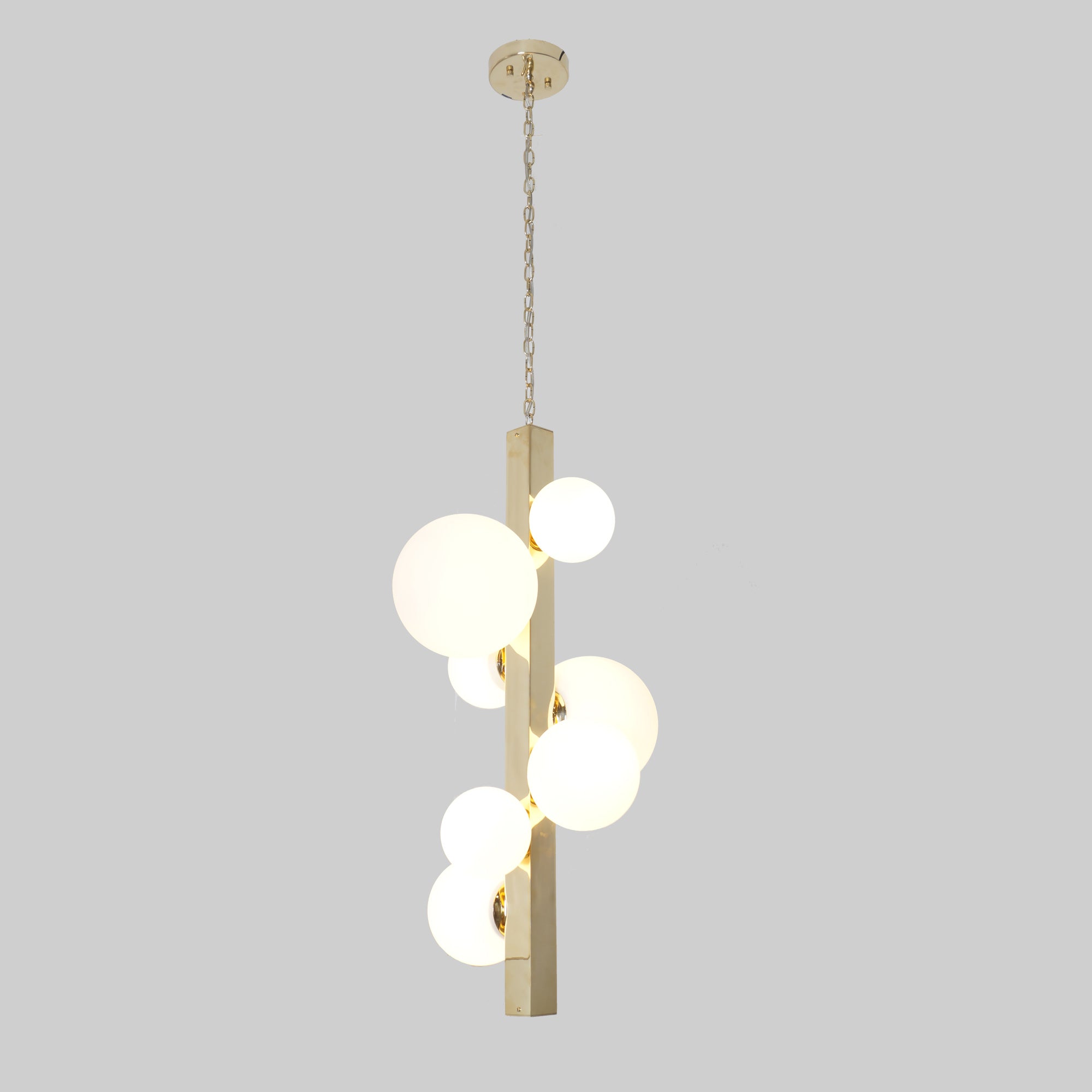Hidson Brass 7 Globe Chandelier Pendant Light - Doozie Light Studio