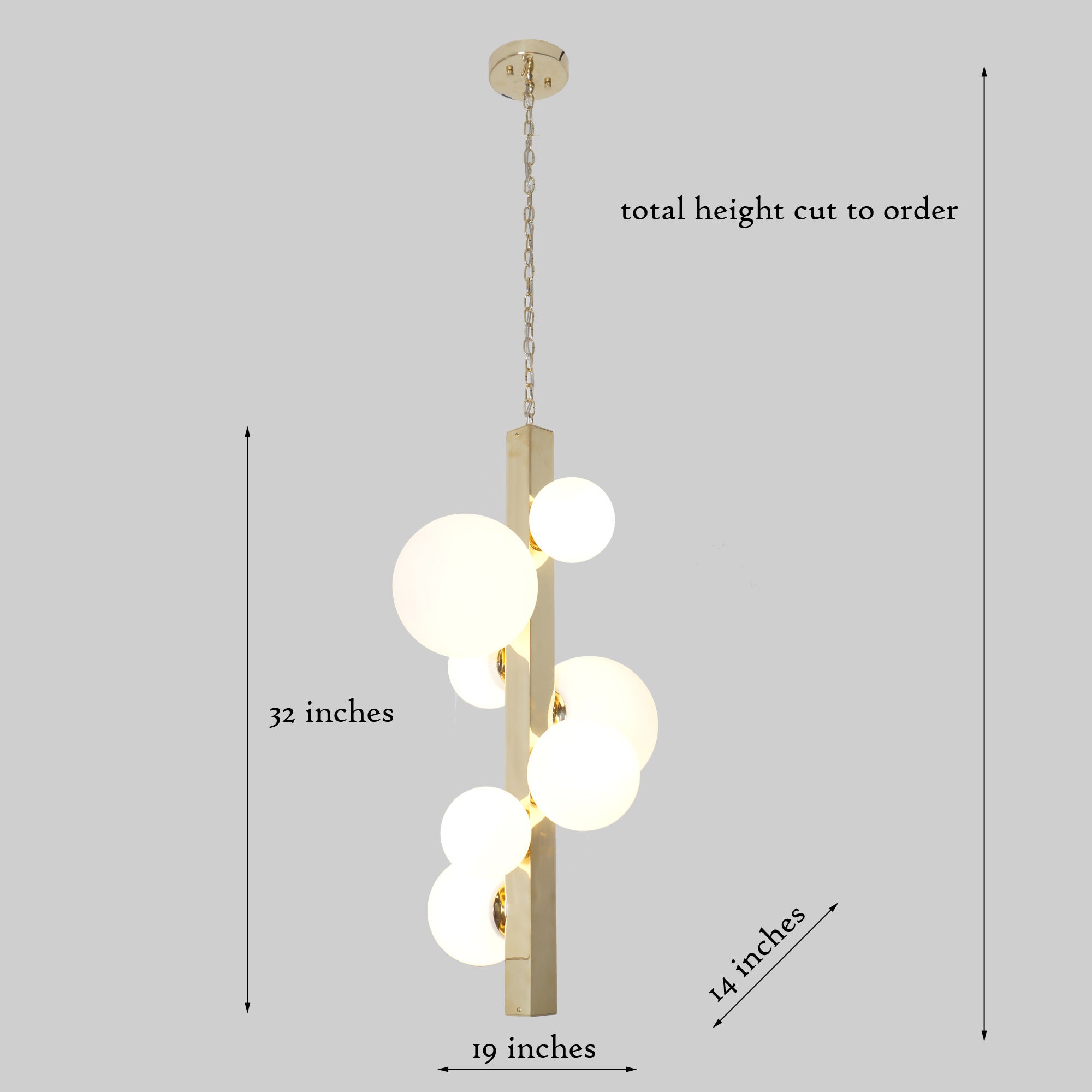 Hidson Brass 7 Globe Chandelier Pendant Light - Doozie Light Studio