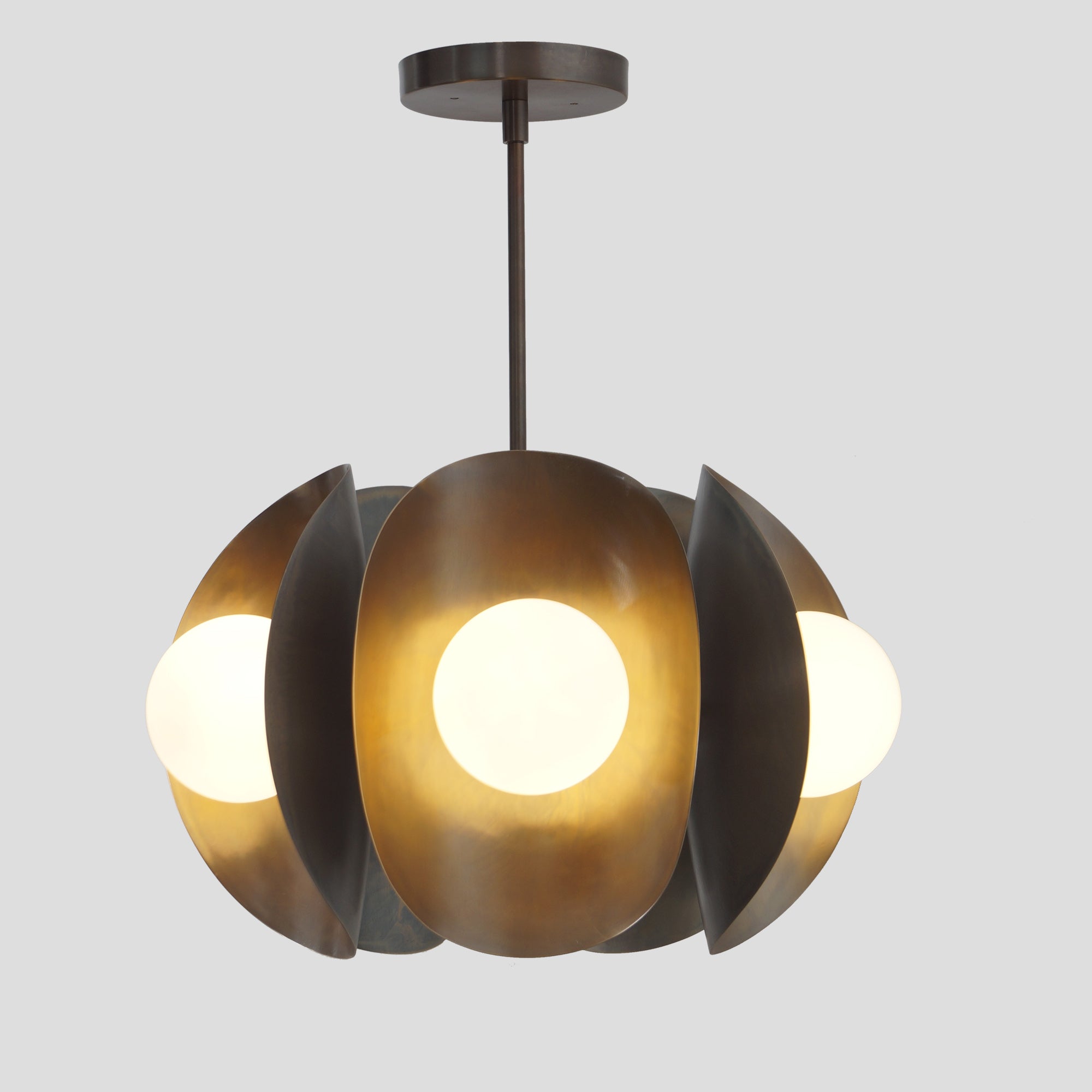 Five Globe Brass Sputnik Tuna Chandelier Light Fixture - Doozie Light Studio