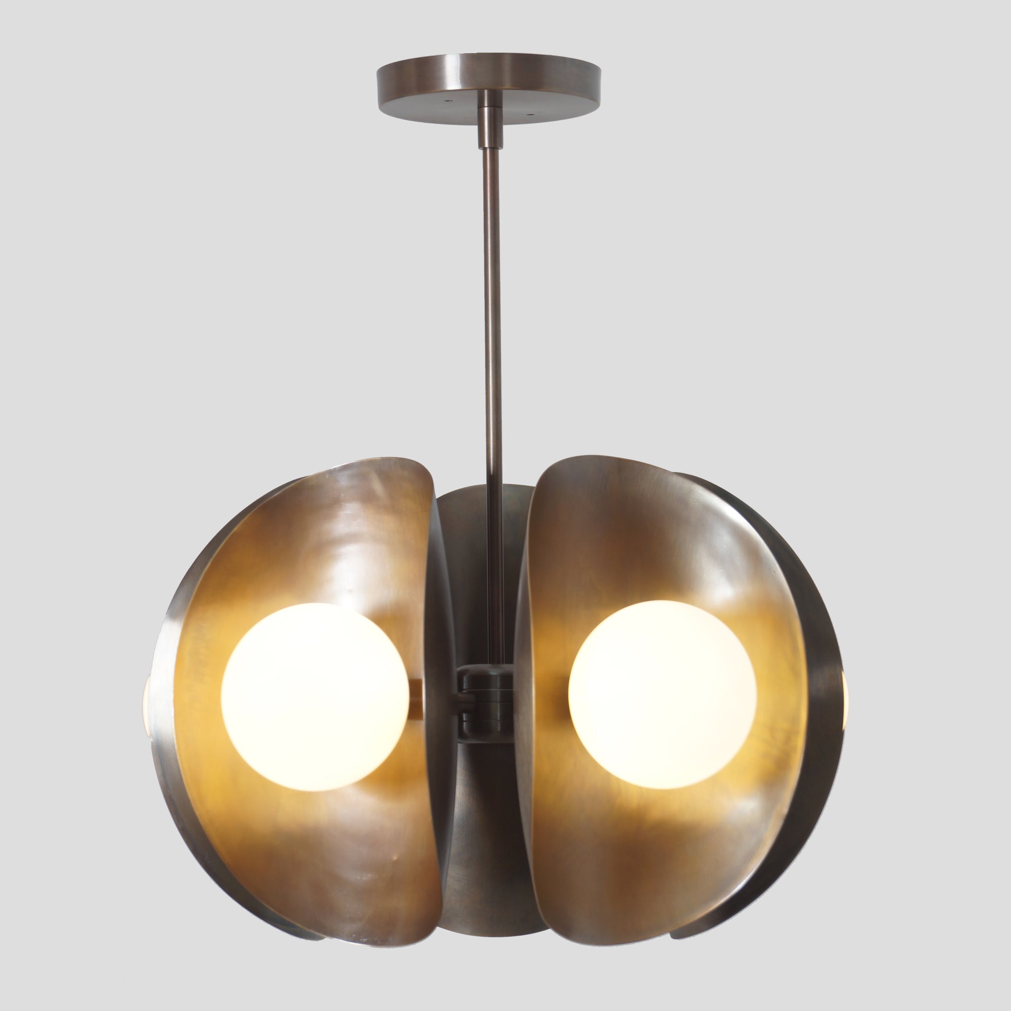 Five Globe Brass Sputnik Tuna Chandelier Light Fixture - Doozie Light Studio