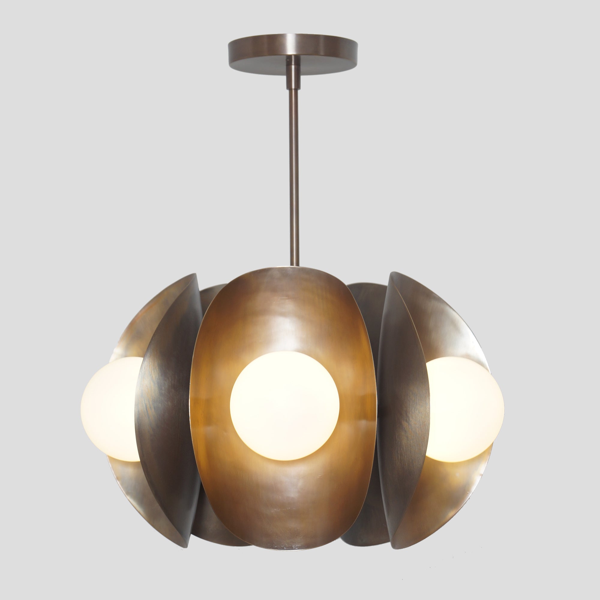 Five Globe Brass Sputnik Tuna Chandelier Light Fixture - Doozie Light Studio