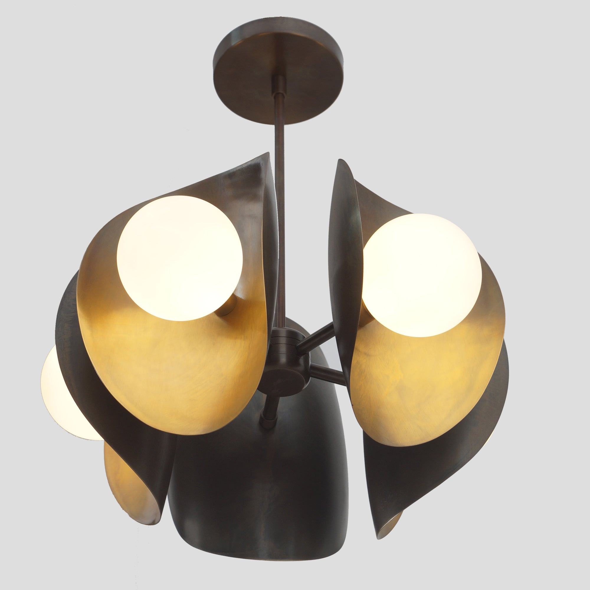 Five Globe Brass Sputnik Tuna Chandelier Light Fixture - Doozie Light Studio