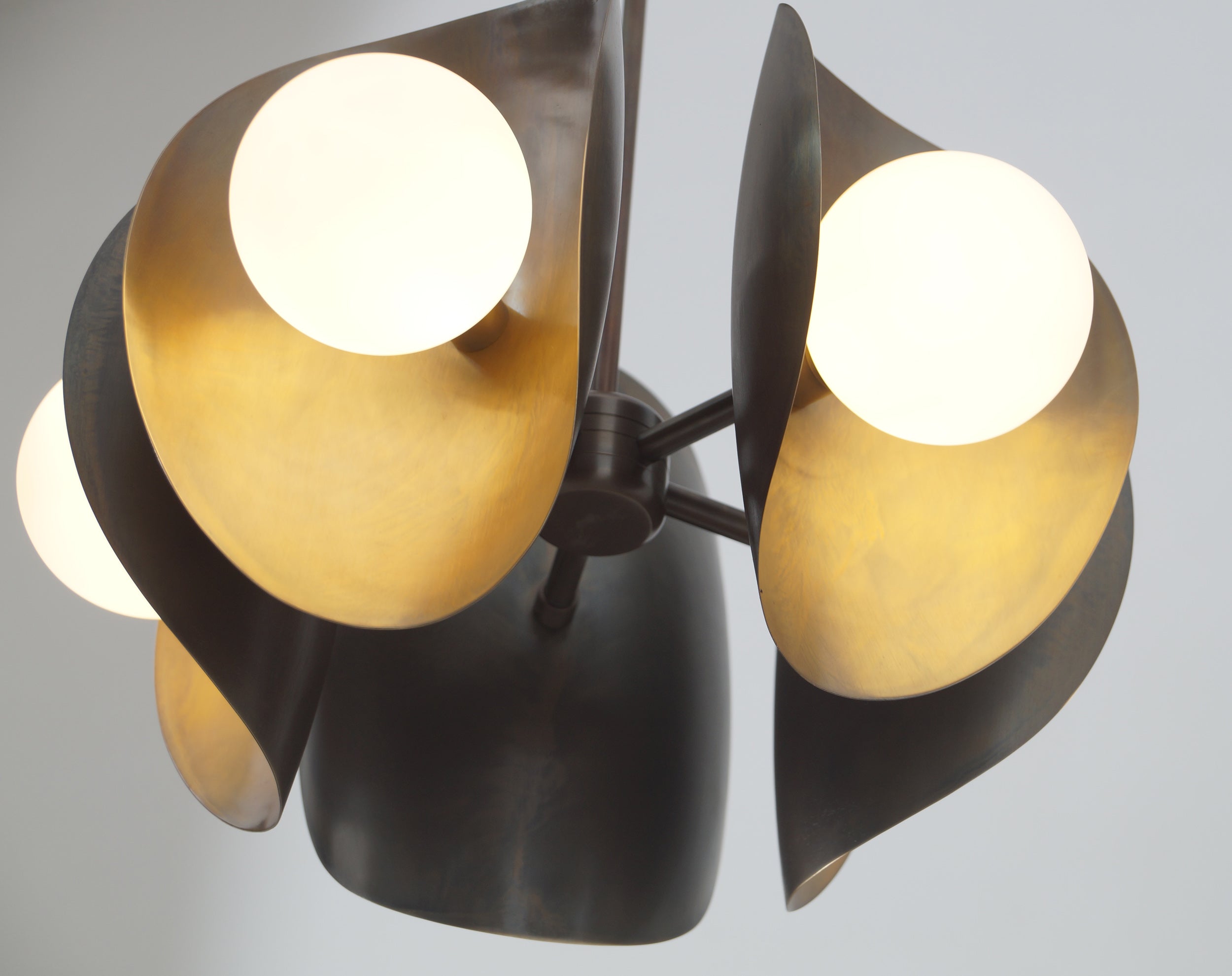 Five Globe Brass Sputnik Tuna Chandelier Light Fixture - Doozie Light Studio