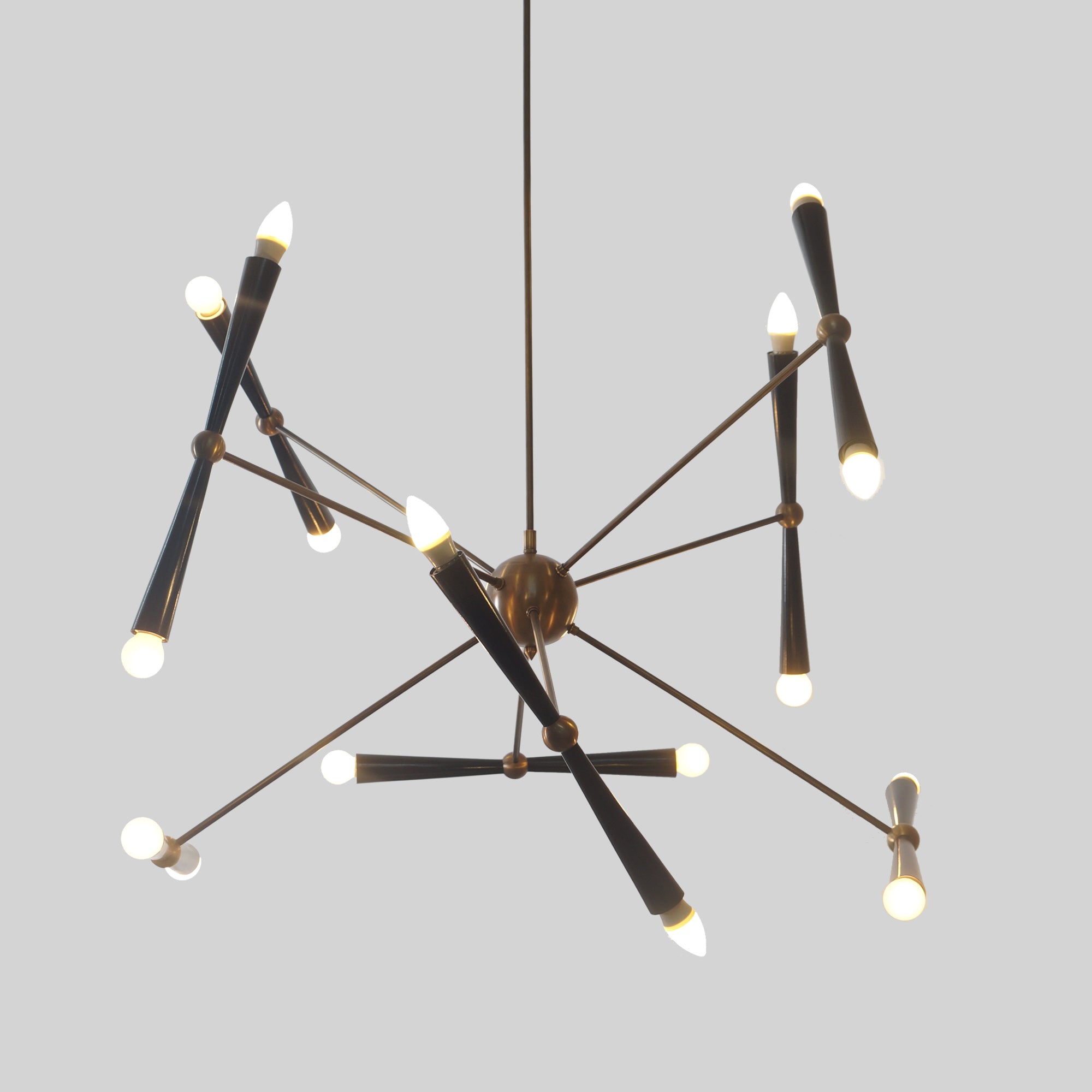 Sixteen Light Brass Sputnik Chandelier - Doozie Light Studio