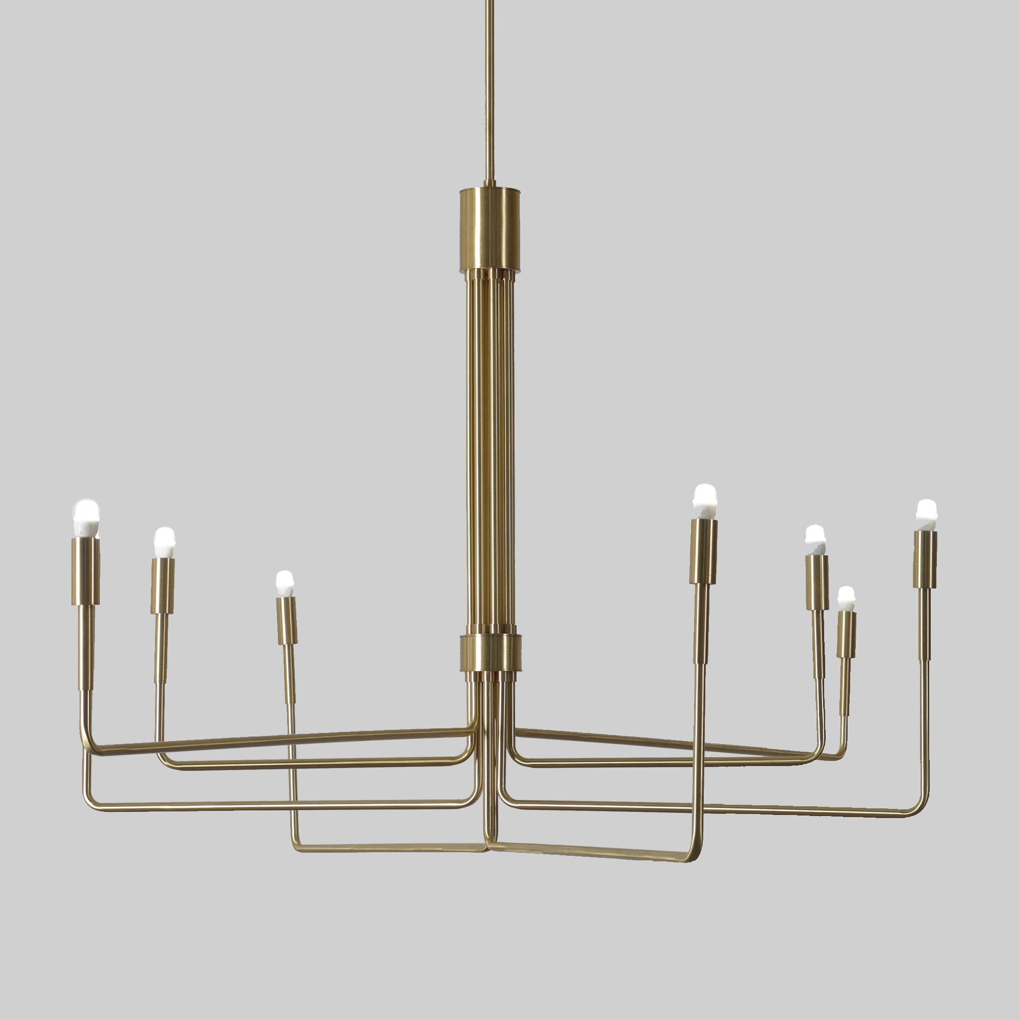 Eight Arm Light Brass Linear Sputnik Chandelier Light - Doozie Light Studio