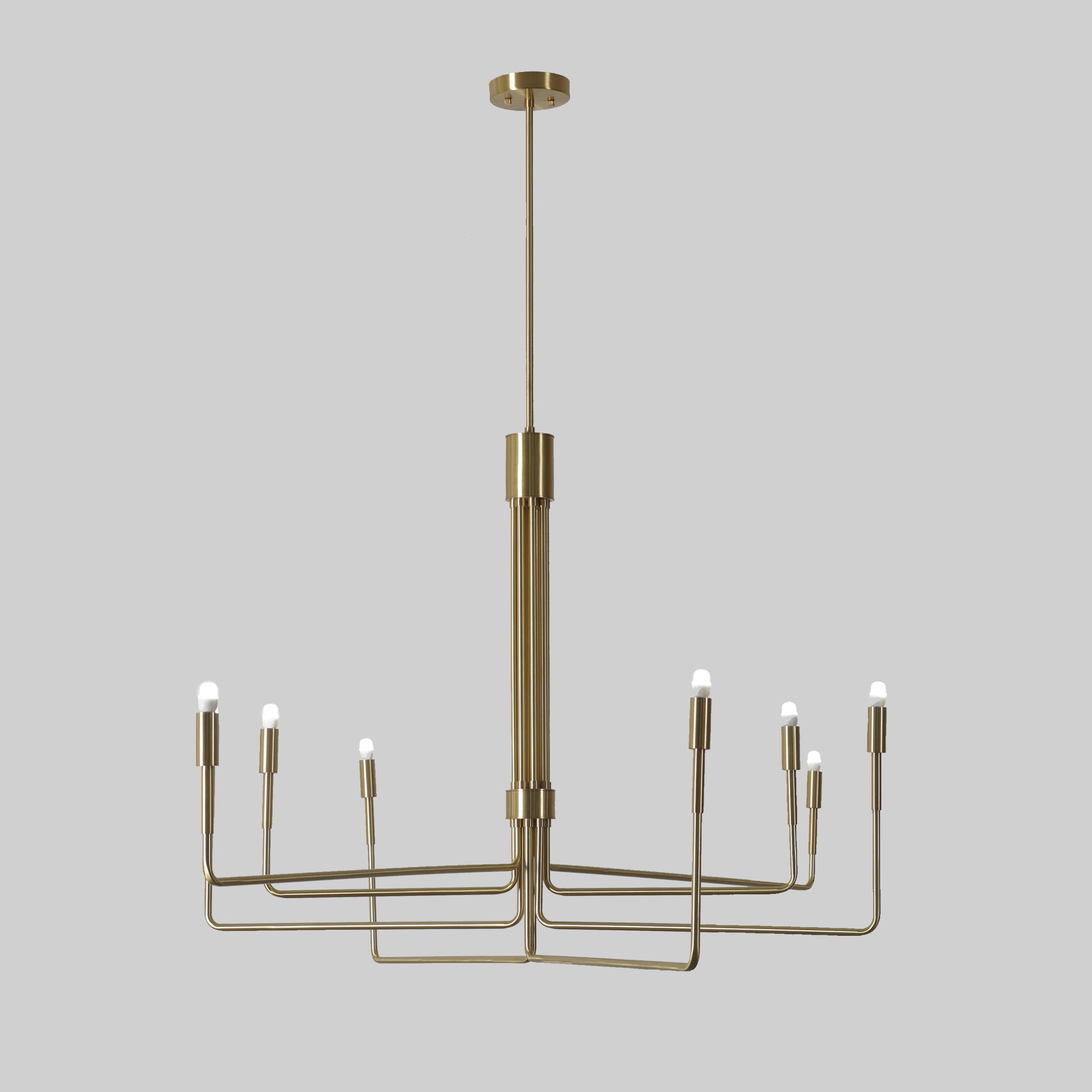Eight Arm Light Brass Linear Sputnik Chandelier Light - Doozie Light Studio