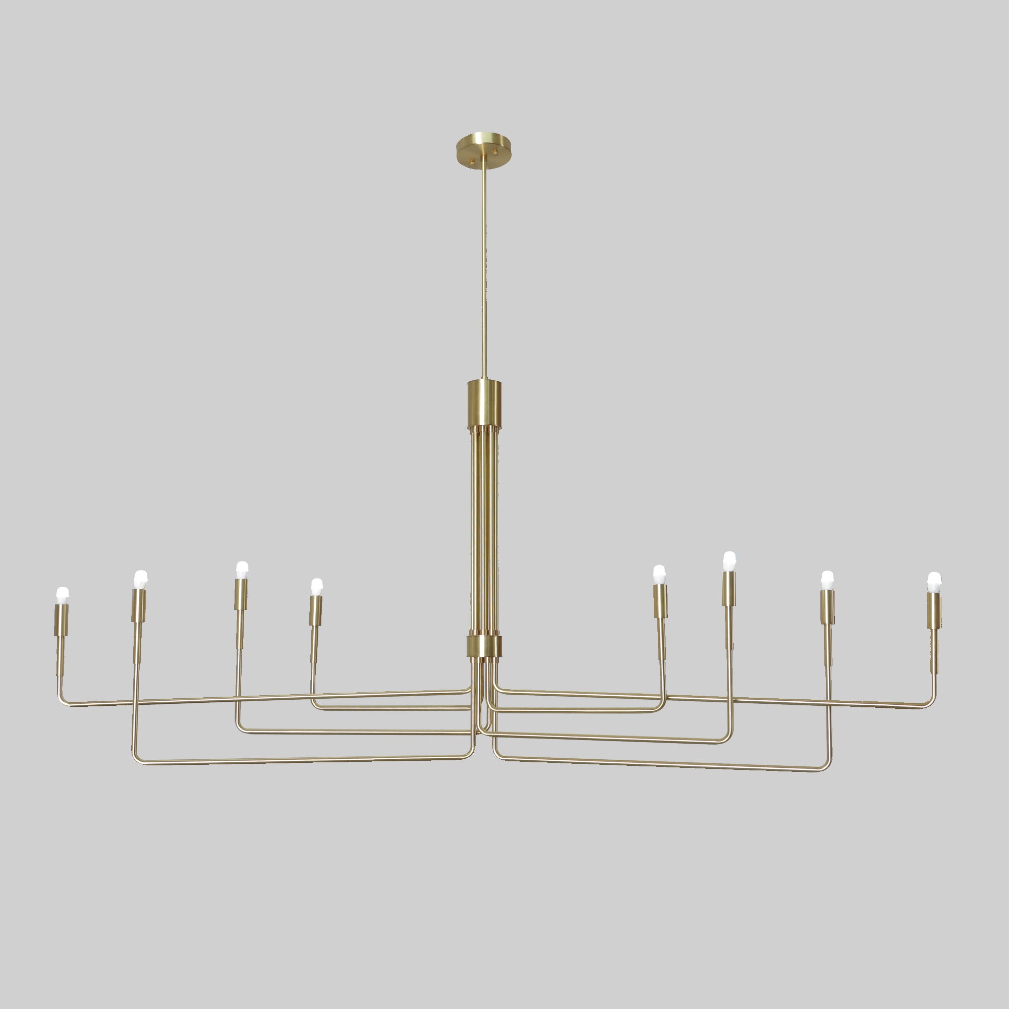 Eight Arm Light Brass Linear Sputnik Chandelier Light - Doozie Light Studio