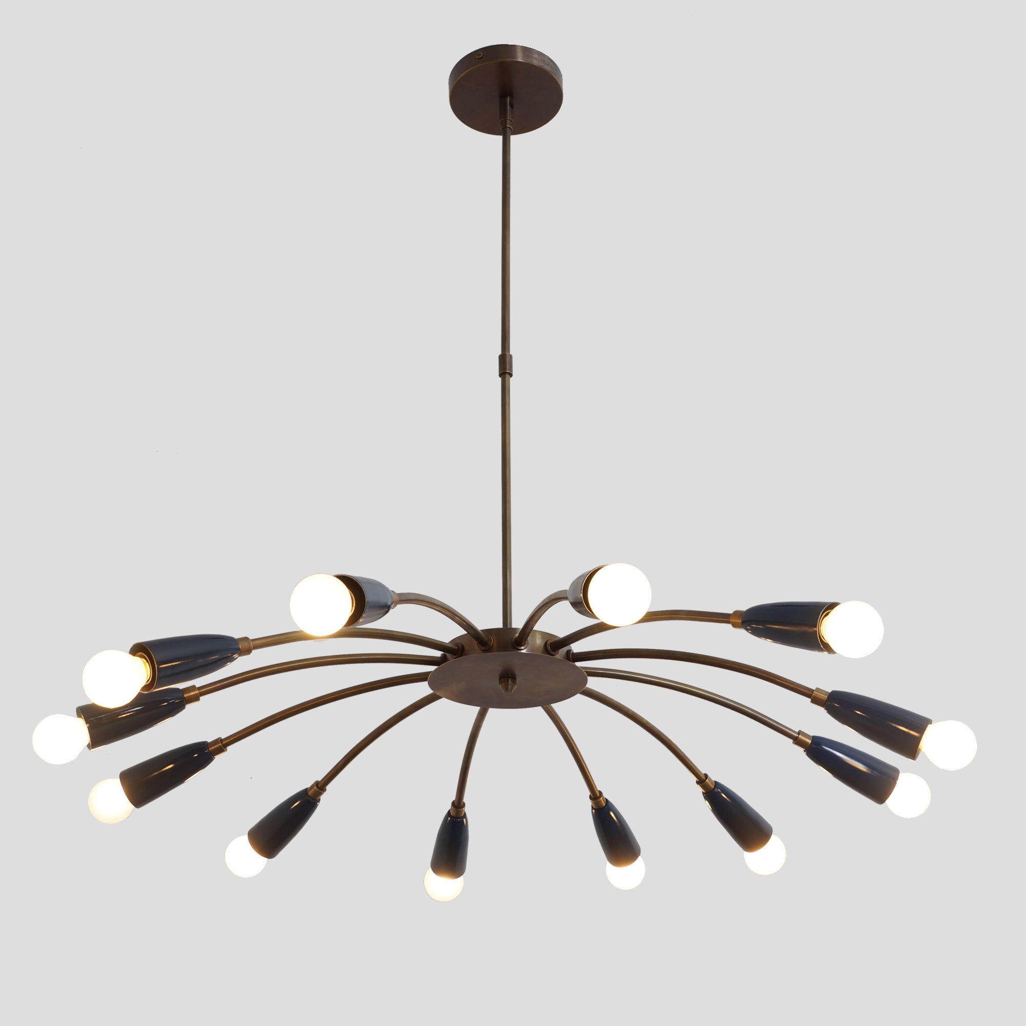 Twelve Light Brass Sputnik Chandelier - Doozie Light Studio