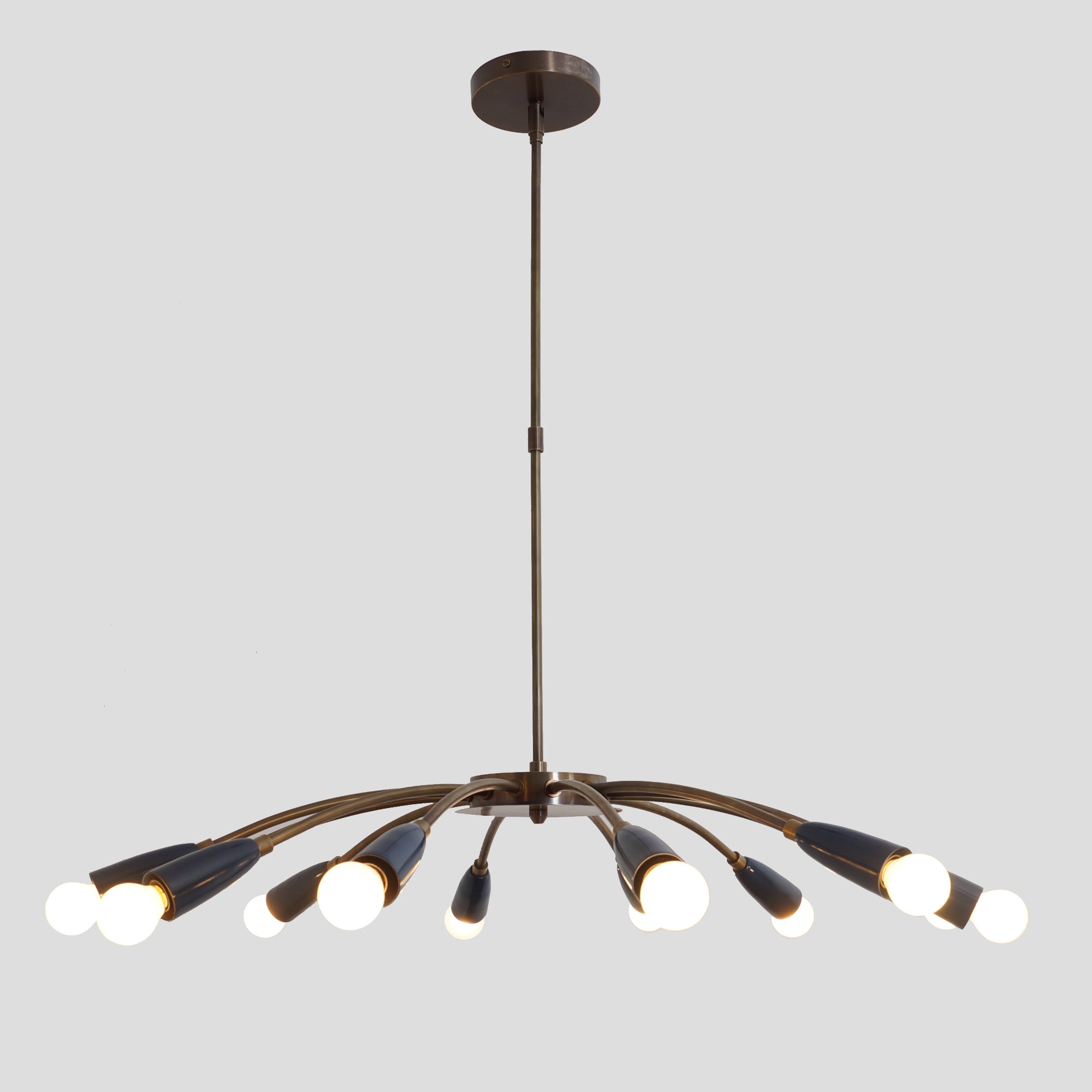 Twelve Light Brass Sputnik Chandelier - Doozie Light Studio