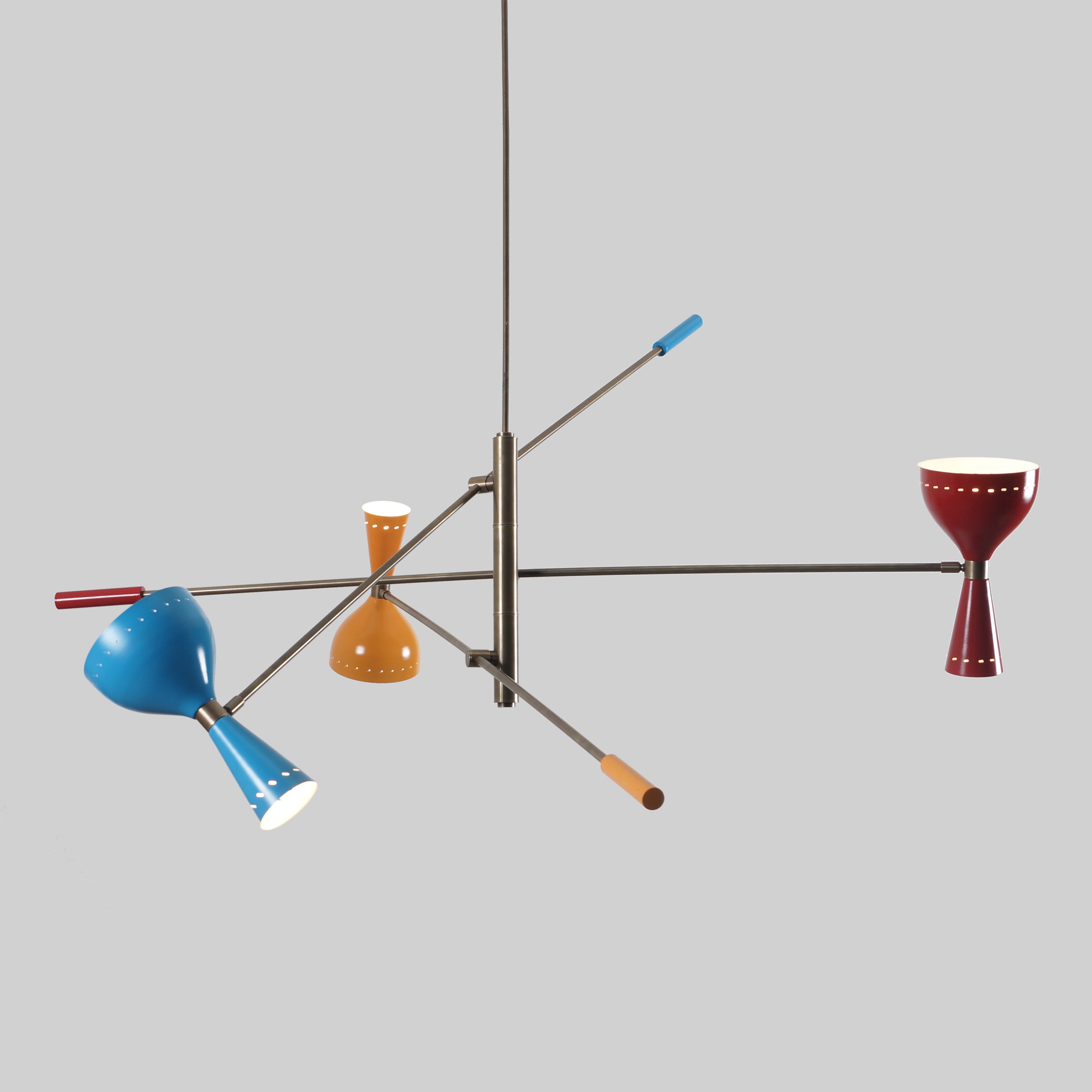 Triennale 3 Stilnovo Brass Chandelier Multi Color Shade - Doozie Light Studio