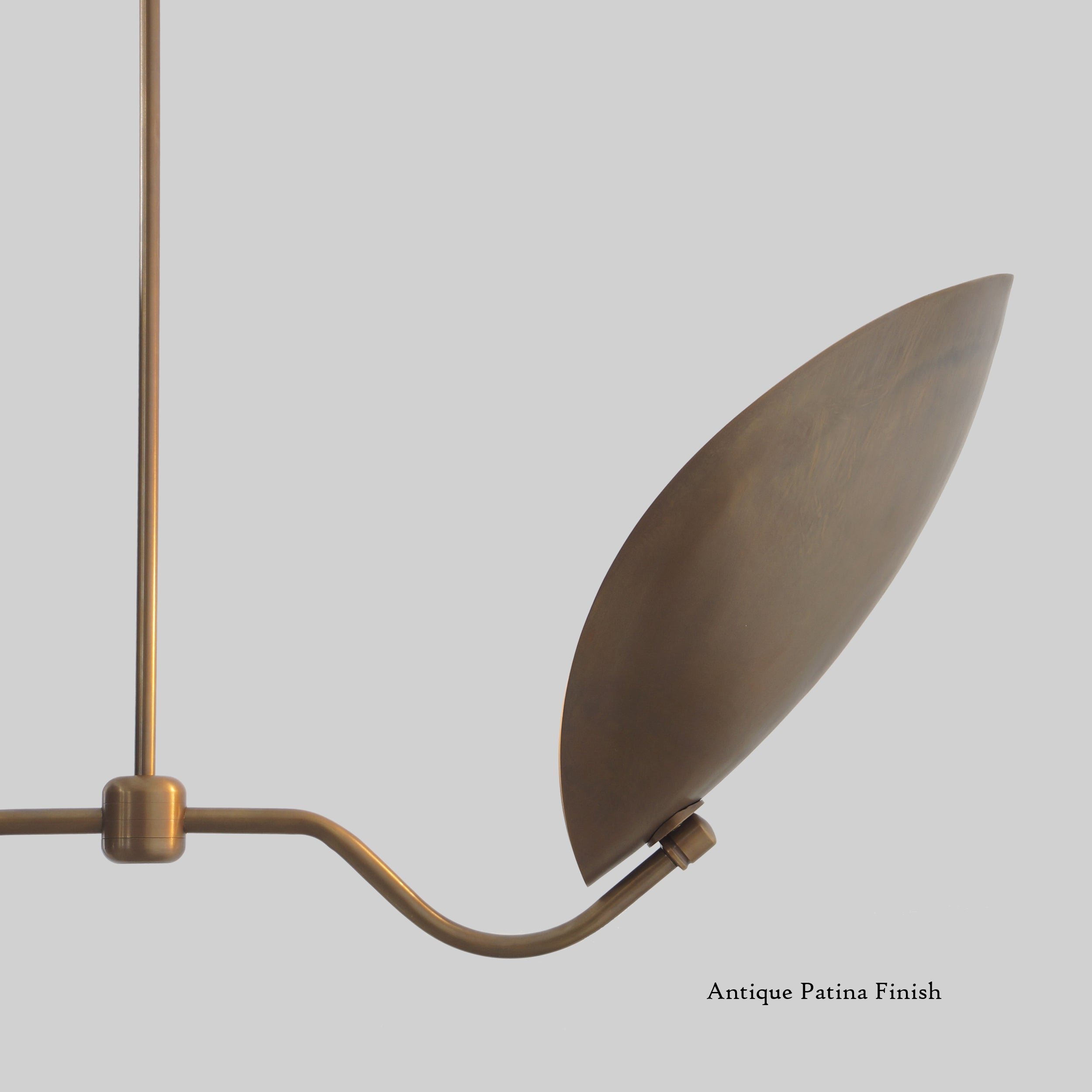 Two Curved Disk Shade Brass Turtle Pendant Light - Doozie Light Studio