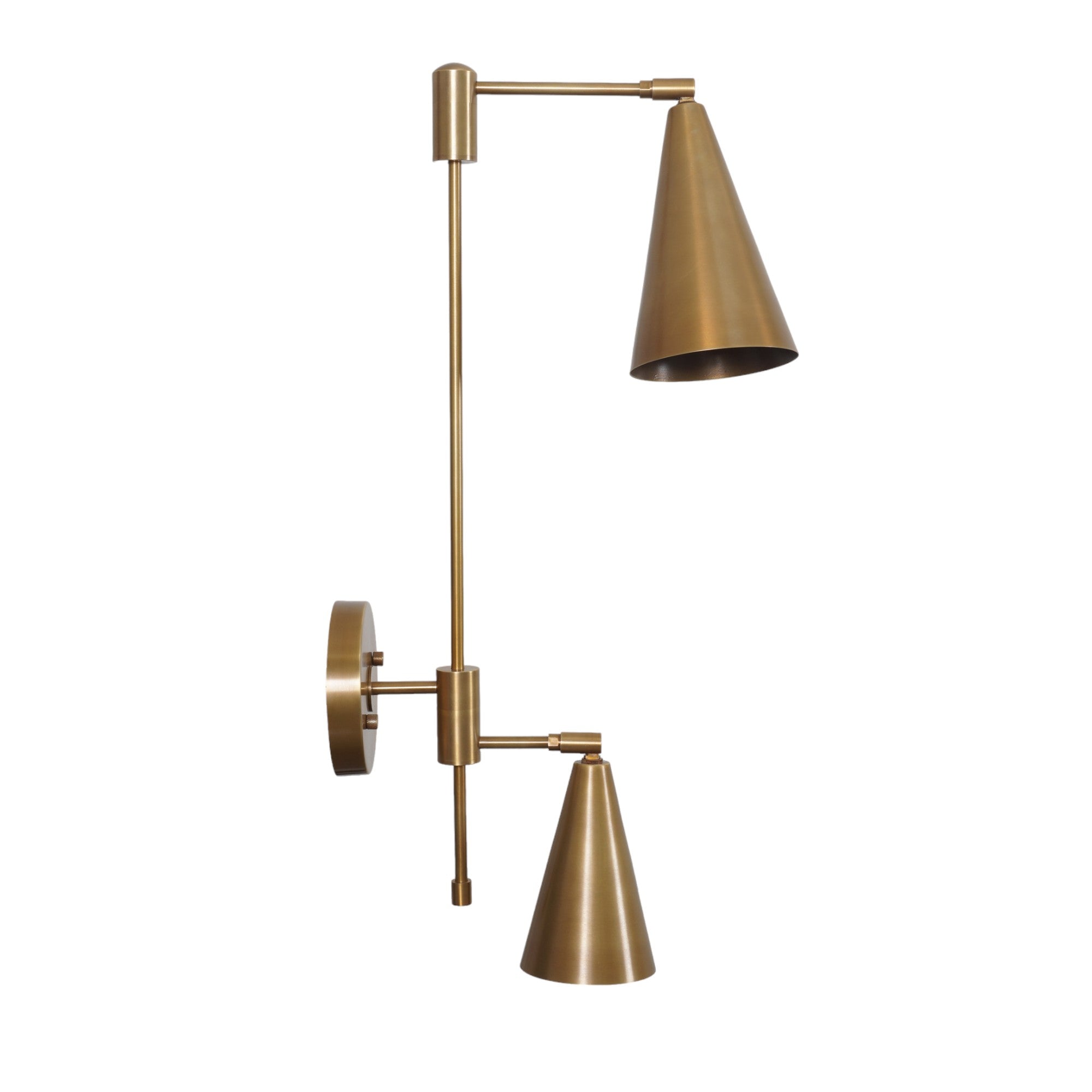 Double Shade Brass Articulated Arm Wall Lamp - Doozie Light Studio