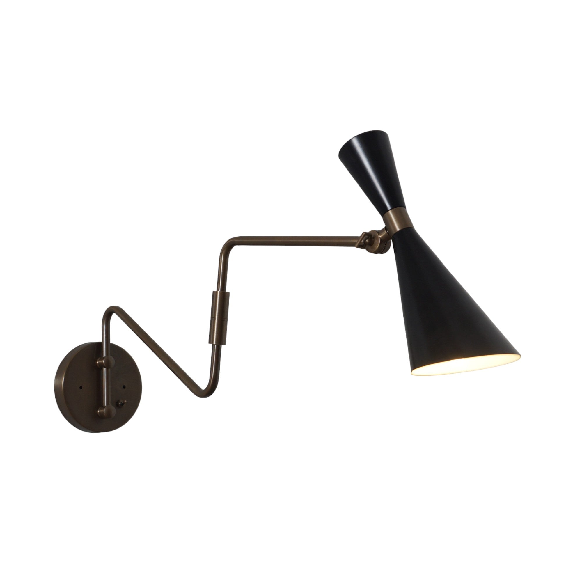 Articulating Adjustable Brass Arm wall lamp - Doozie Light Studio