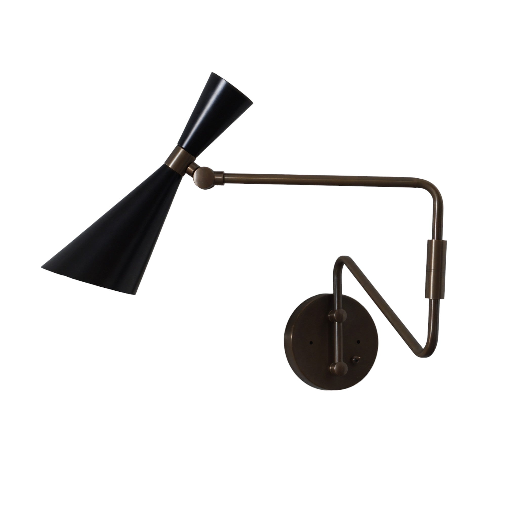 Articulating Adjustable Brass Arm wall lamp - Doozie Light Studio