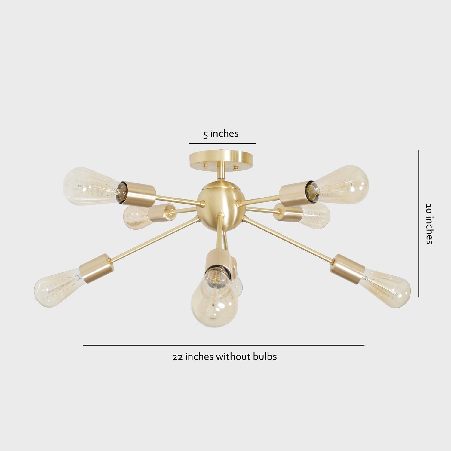 Modern Brass 8 Arm Light Sputnik Flush Mount Chandelier Light Fixture. - Doozie Light Studio