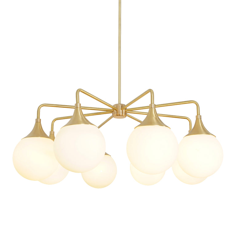 Modern Brass 8 Bulbs Glass Globe Trumpet Chandelier