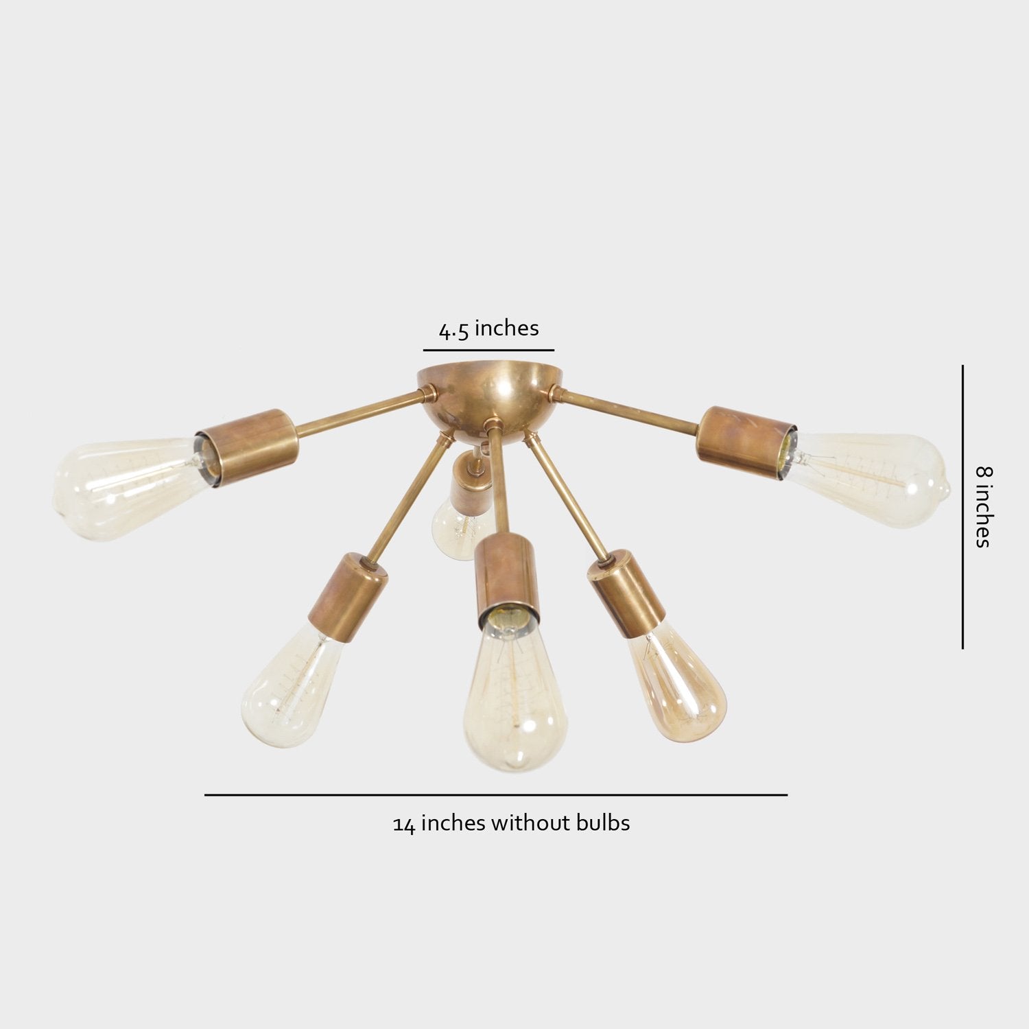 Modern Brass 6 Arm Light Sputnik Flush Mount Chandelier Light Fixture. - Doozie Light Studio