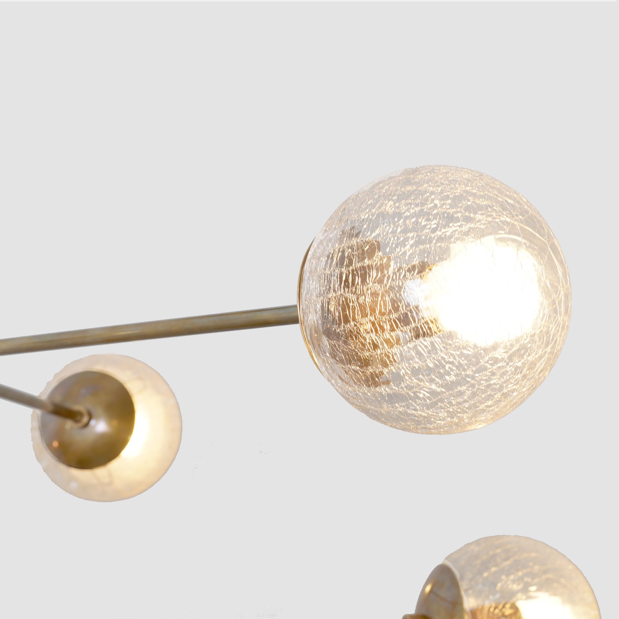Oxford Patina Brass 3 Arm Cracked Glass Globe Chandelier - Doozie Light Studio