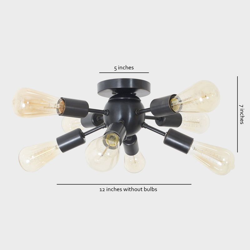 8 Light Modern Brass Sputnik Flush Mount Chandelier Light Fixture.