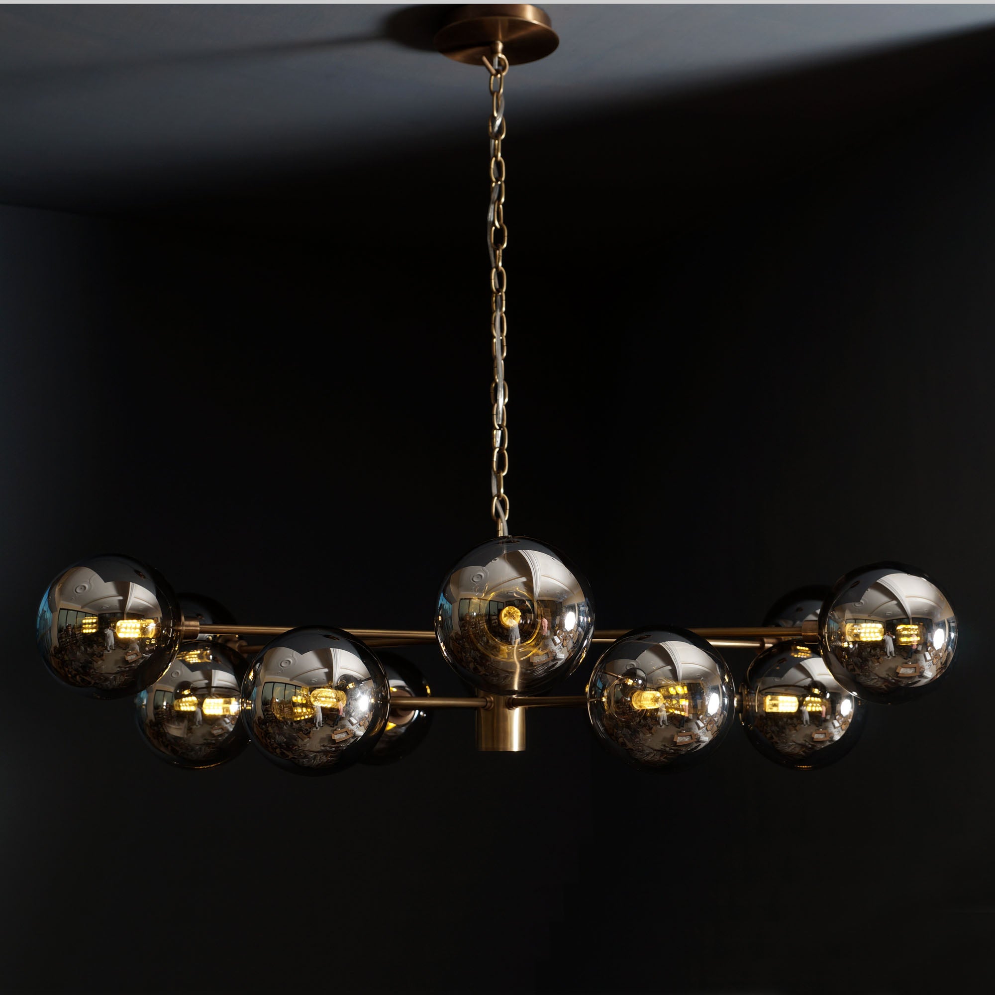 Karrington 12 Light Modern Sputnik Brass Chandelier - Doozie Light Studio