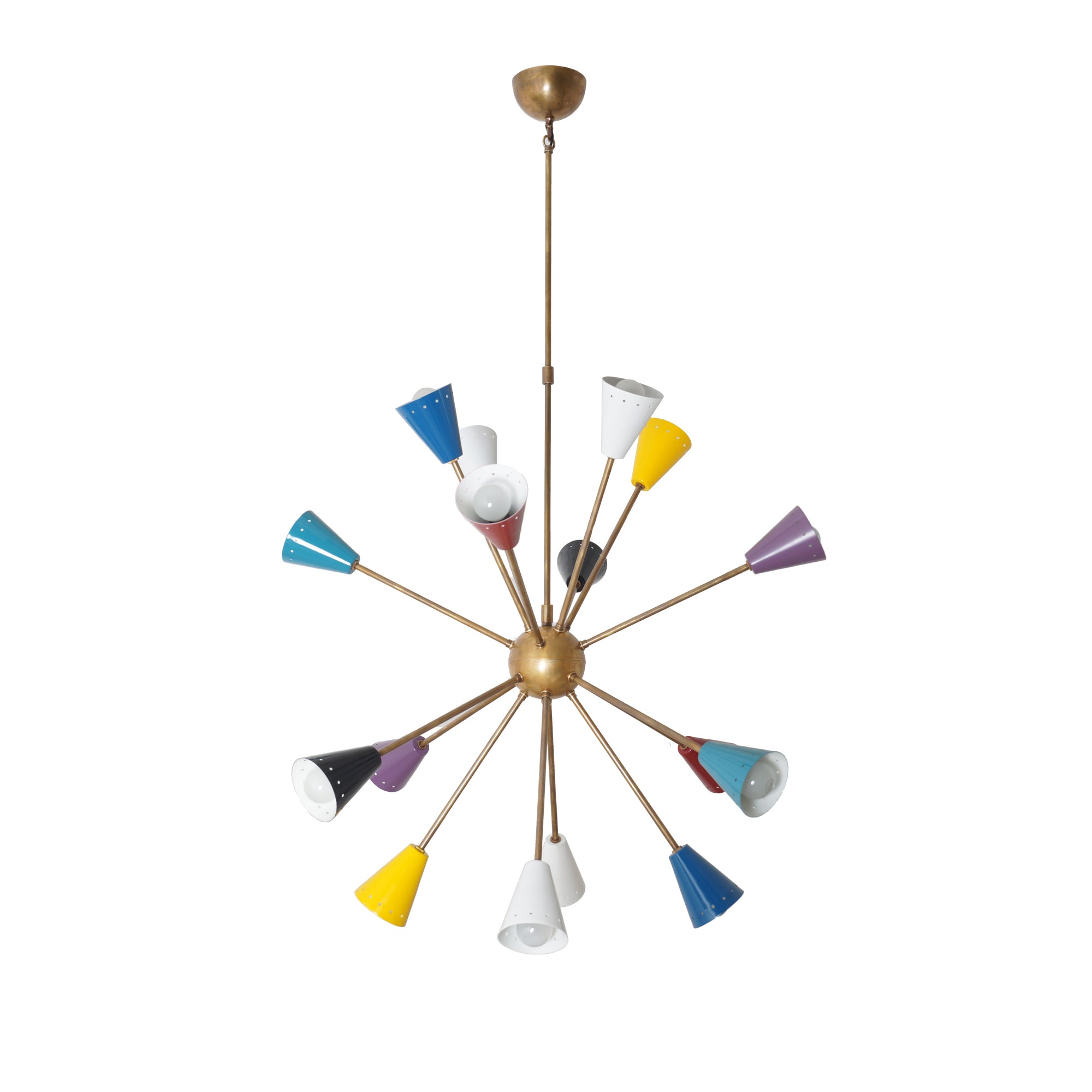 Stilnovo Multi Color Mid Century Italian Brass Sputnik Chandelier - Doozie Light Studio