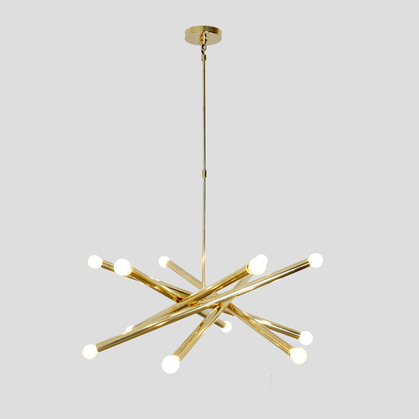 SPIRAL MODERN BRASS 12 LIGHT CHANDELIER FIXTURE - POLISHED BRASS