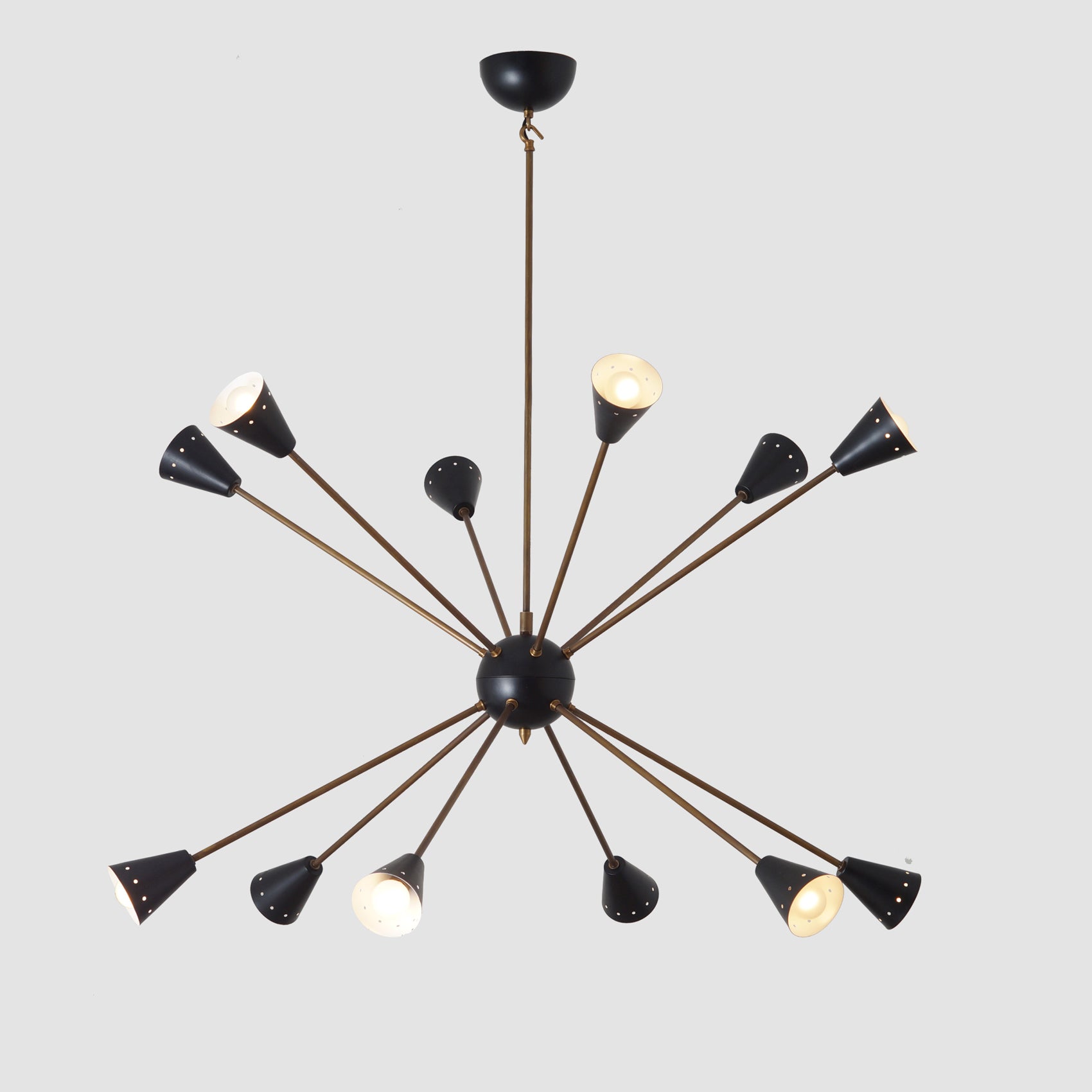 Large Italian Sputnik Chandelier in the Style of Stilnovo 42"D - Doozie Light Studio