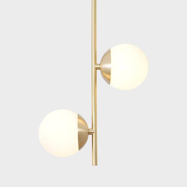 2 Globes Modern Brass Stem Pendant Chandelier Light Fixture