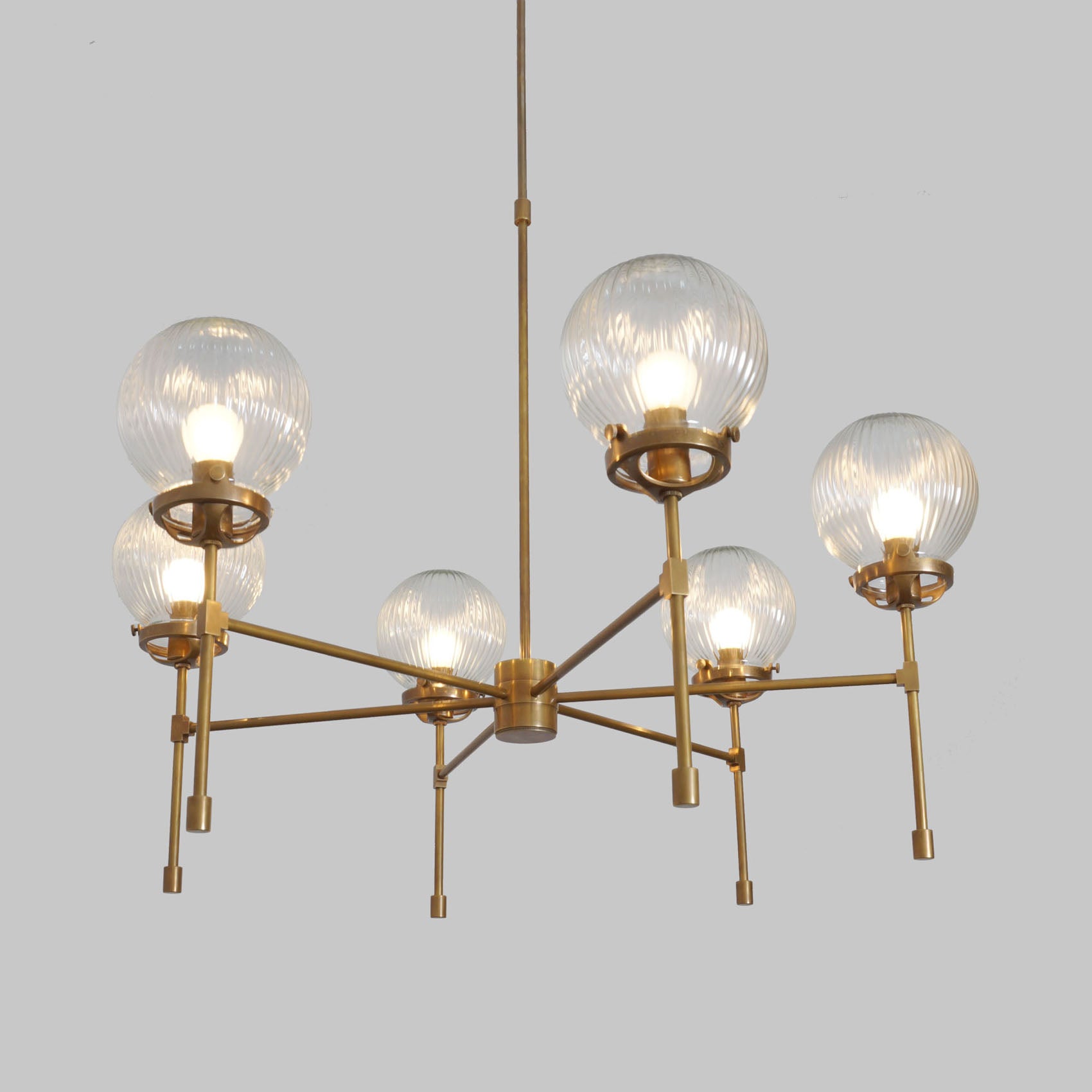 Heritage Brass 6 Ribbed Globes Osborne Chandelier Light Fixture - Doozie Light Studio