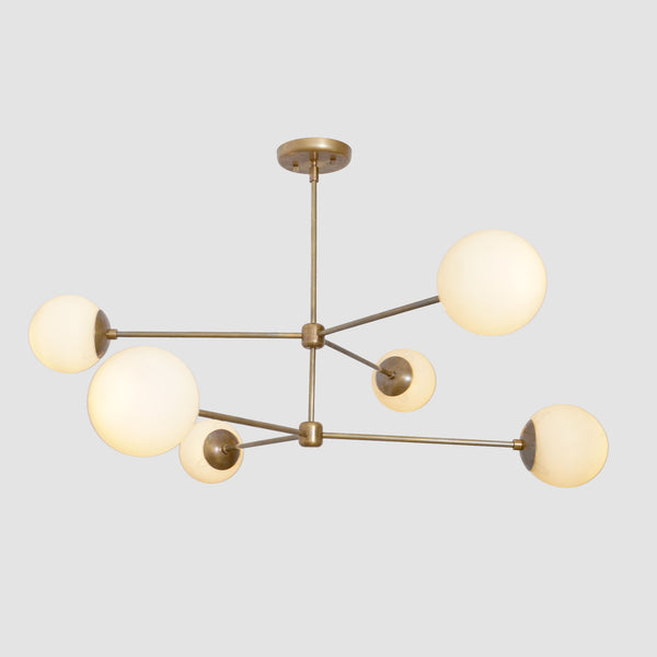 Oxford Patina Brass 3 Arm Milky Glass Globe Chandelier