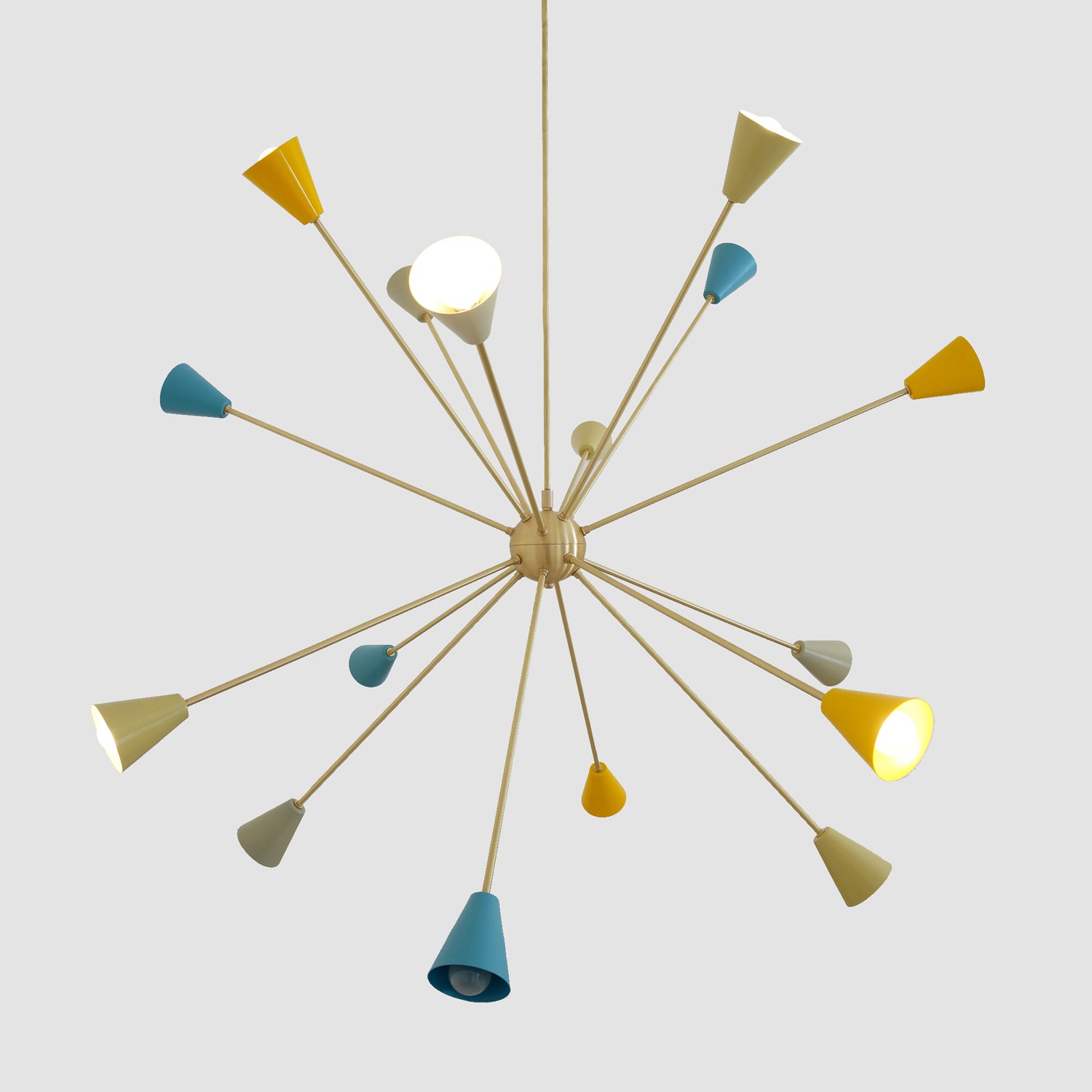 Stilnovo Style Modern Brass Colourful Sputnik Chandelier - Doozie Light Studio