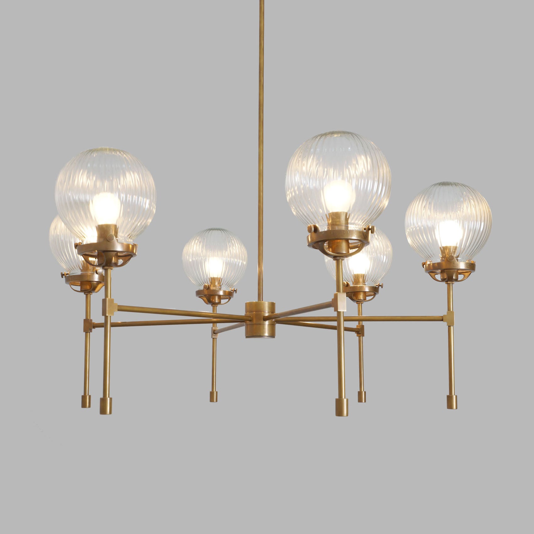 Heritage Brass 6 Ribbed Globes Osborne Chandelier Light Fixture - Doozie Light Studio