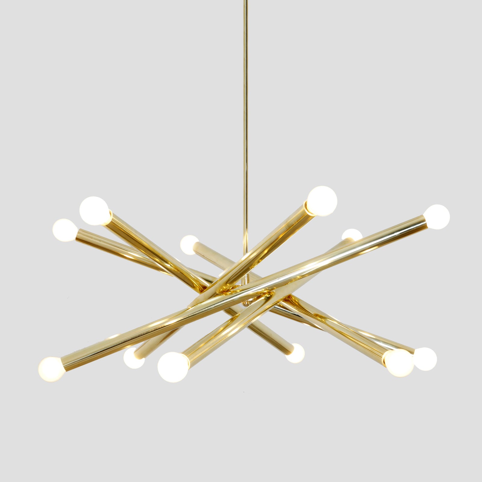 SPIRAL MODERN BRASS 12 LIGHT CHANDELIER FIXTURE - POLISHED BRASS - Doozie Light Studio