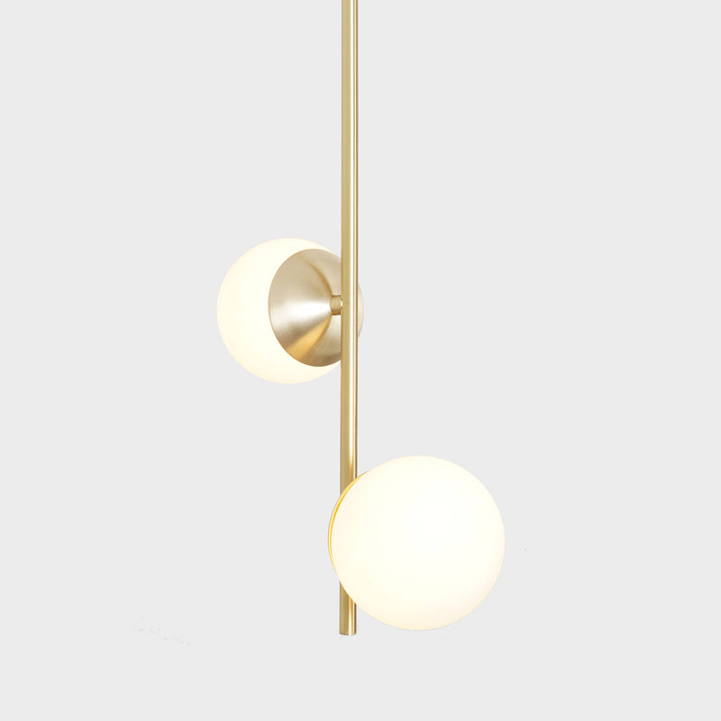 2 Globes Modern Brass Stem Pendant Chandelier Light Fixture