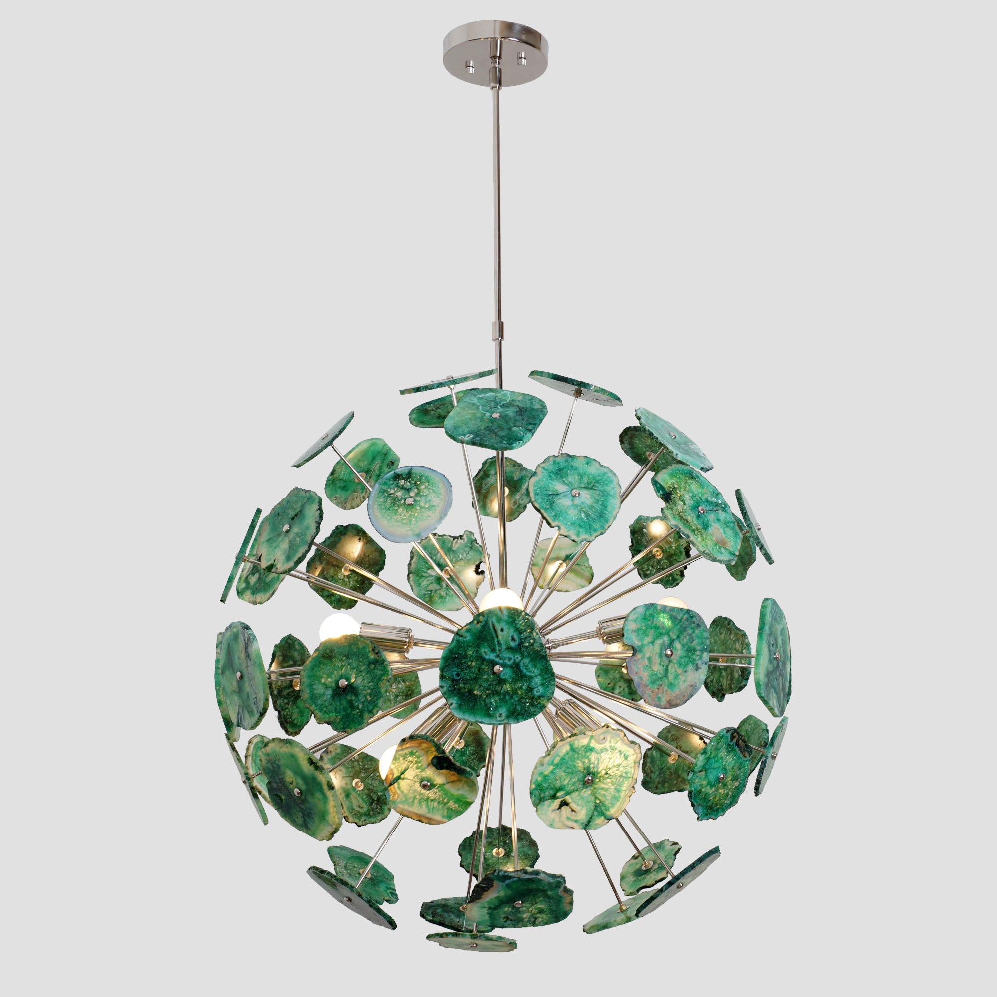 Handcrafted Green Agate Stone Ceiling Light Sputnik Chandelier - Doozie Light Studio